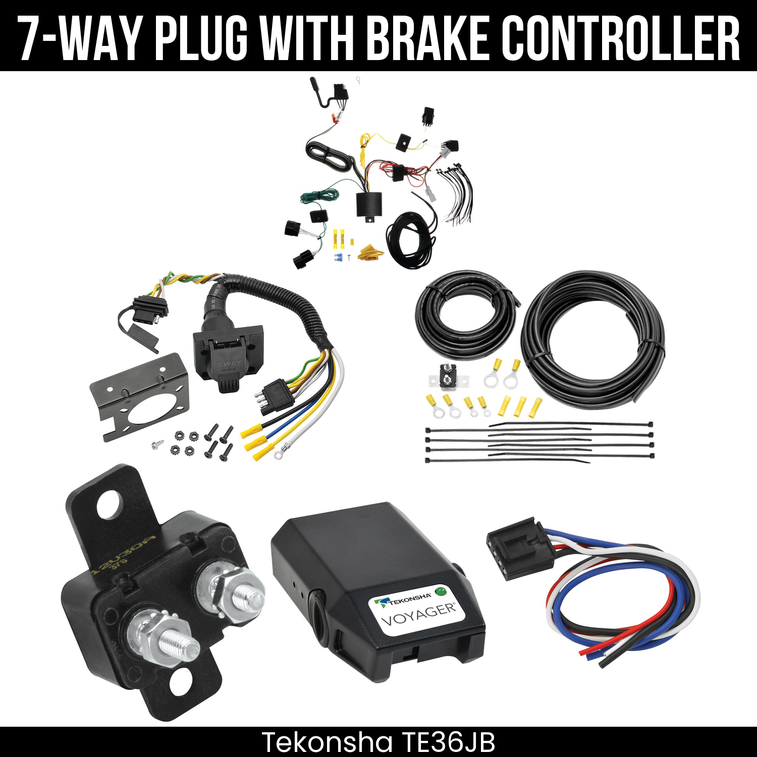 Trailer Wiring 7-Way Plug w/ Bracket , Tekonsha Voyager Brake Control