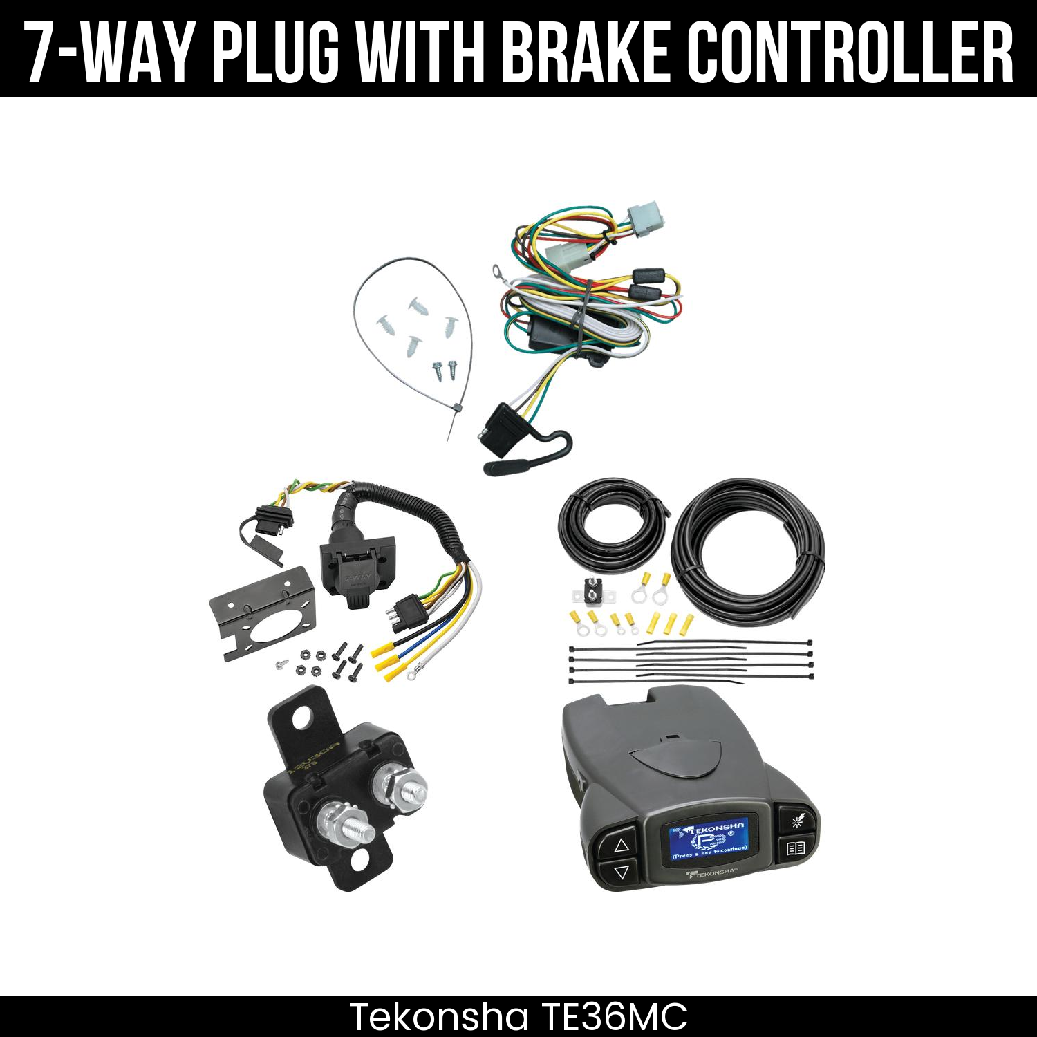 Trailer Wiring 7-Way Plug w/ Bracket , Tekonsha Prodigy P3 Brake Control