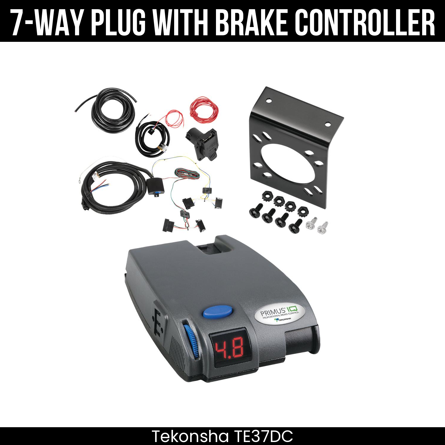 Trailer Wiring 7-Way Plug w/ Bracket , Tekonsha Primus IQ Brake Control