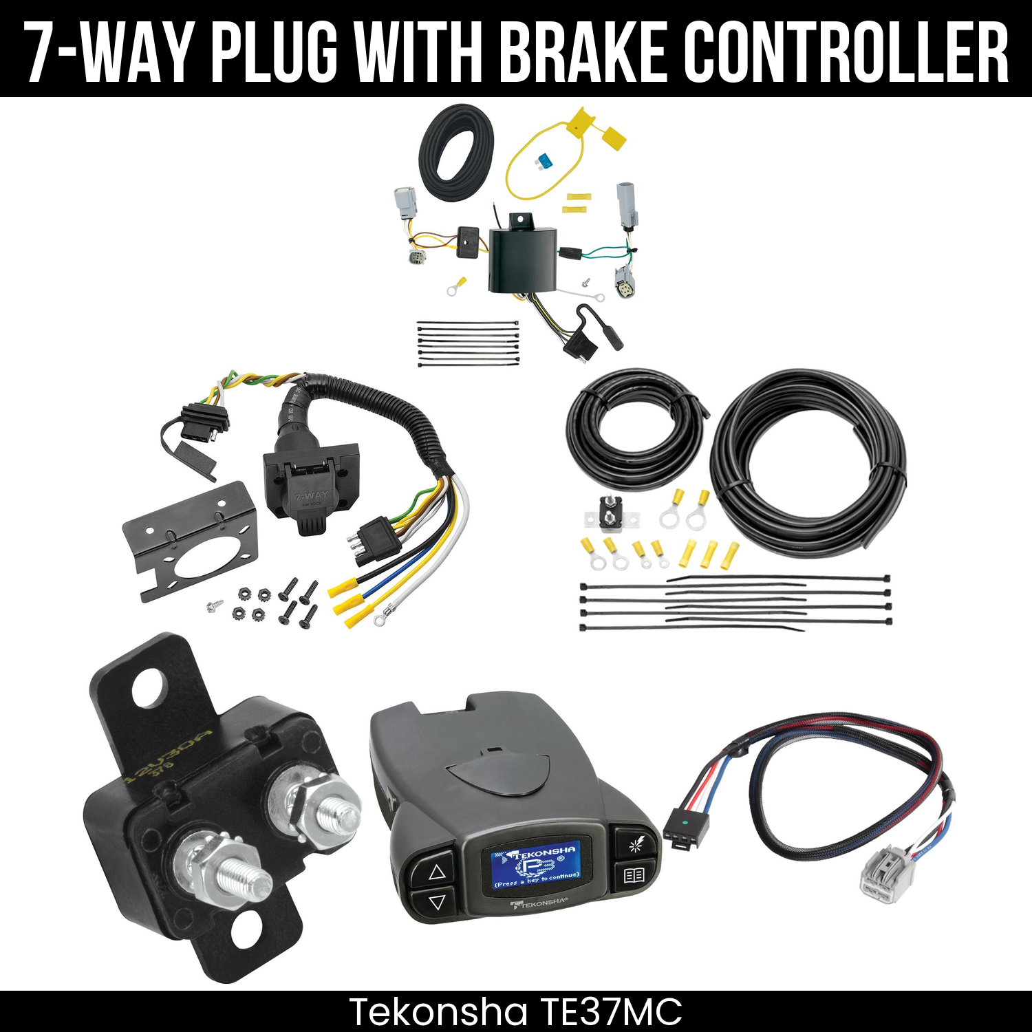 Trailer Wiring 7-Way Plug w/ Bracket , Tekonsha Prodigy P3 Brake Control