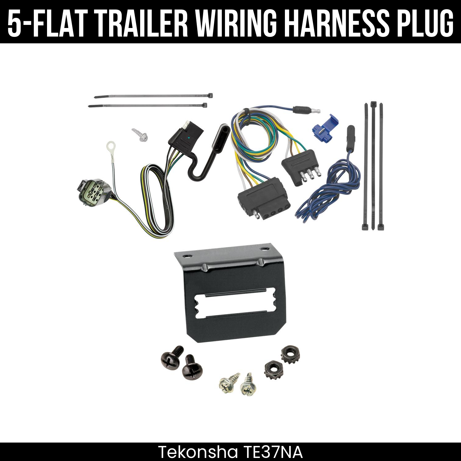 Trailer Wiring 5-Flat Plug w/ Bracket