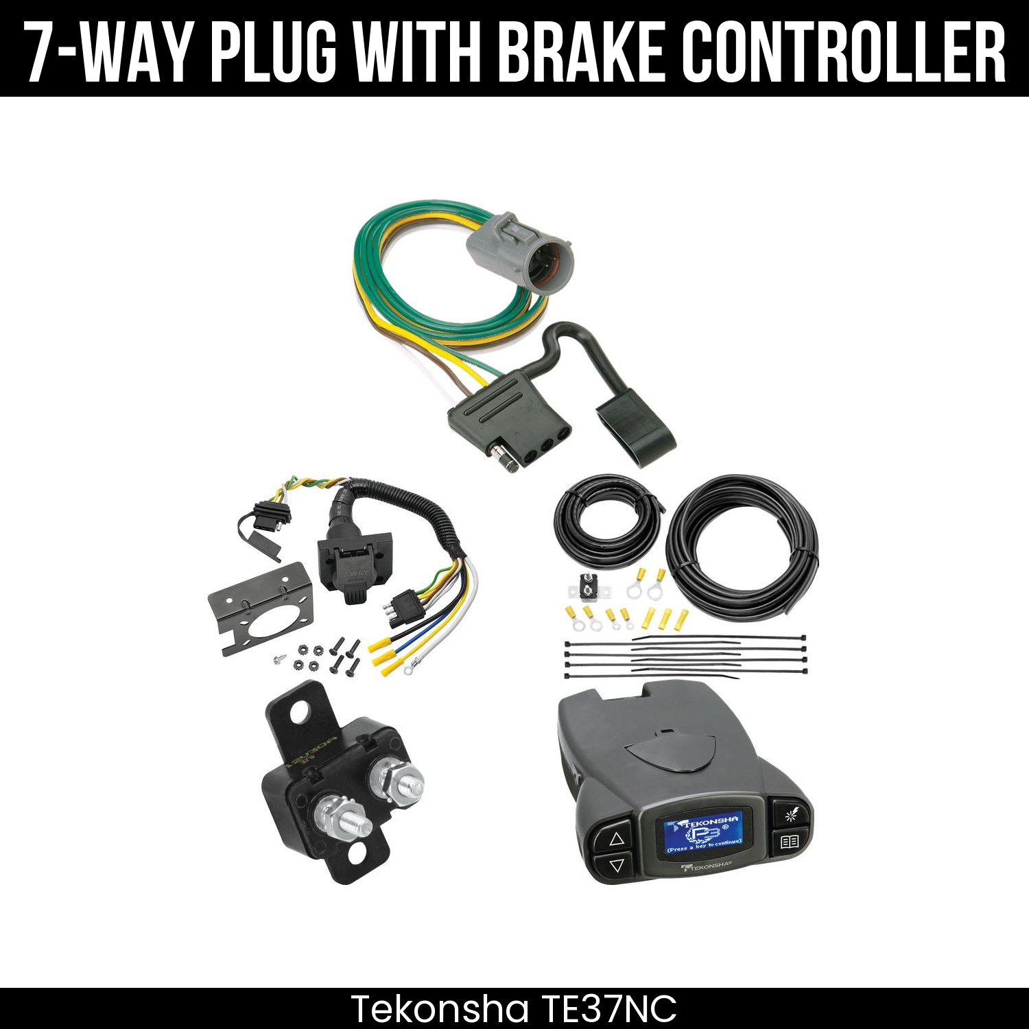 Trailer Wiring 7-Way Plug w/ Bracket , Tekonsha Prodigy P3 Brake Control