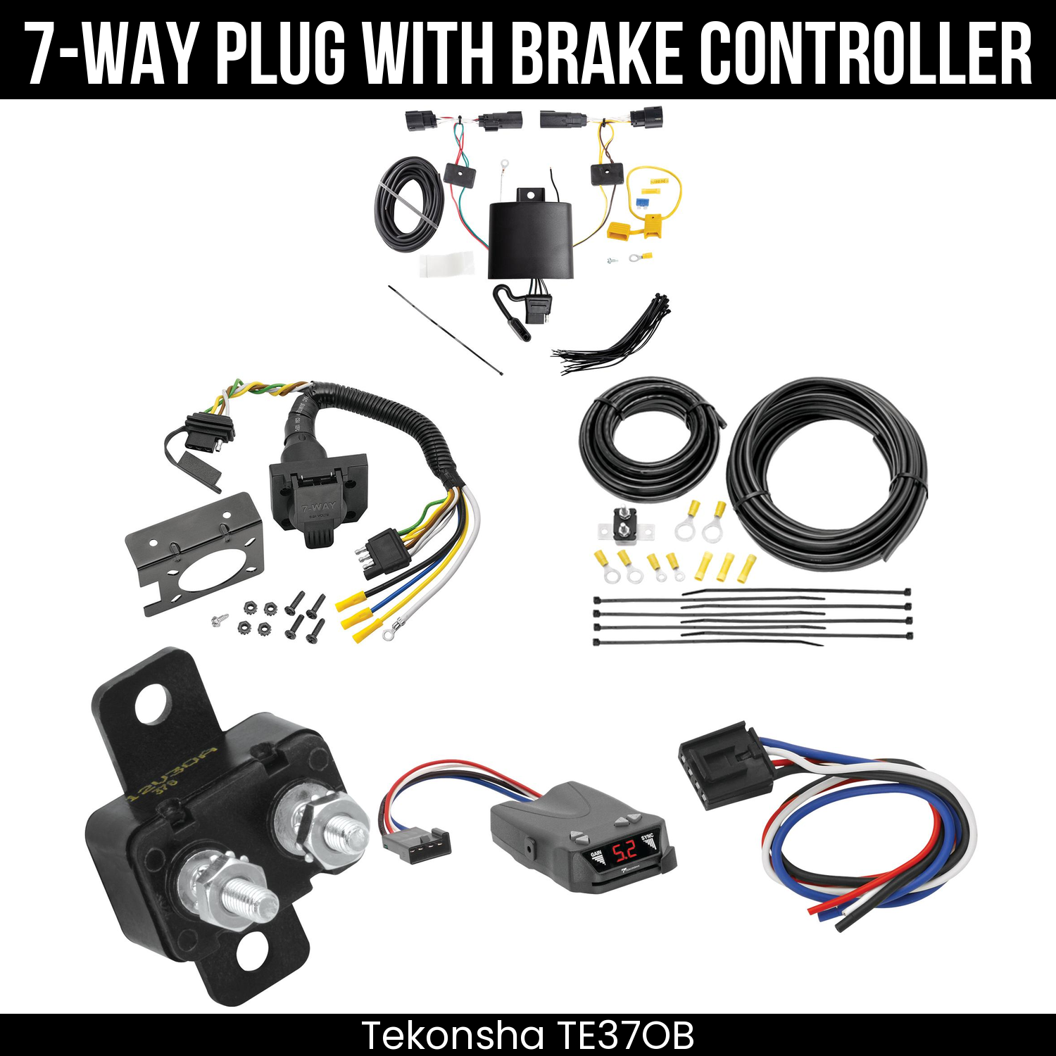 Trailer Wiring 7-Way Plug w/ Bracket , Tekonsha Brakeman IV Brake Control