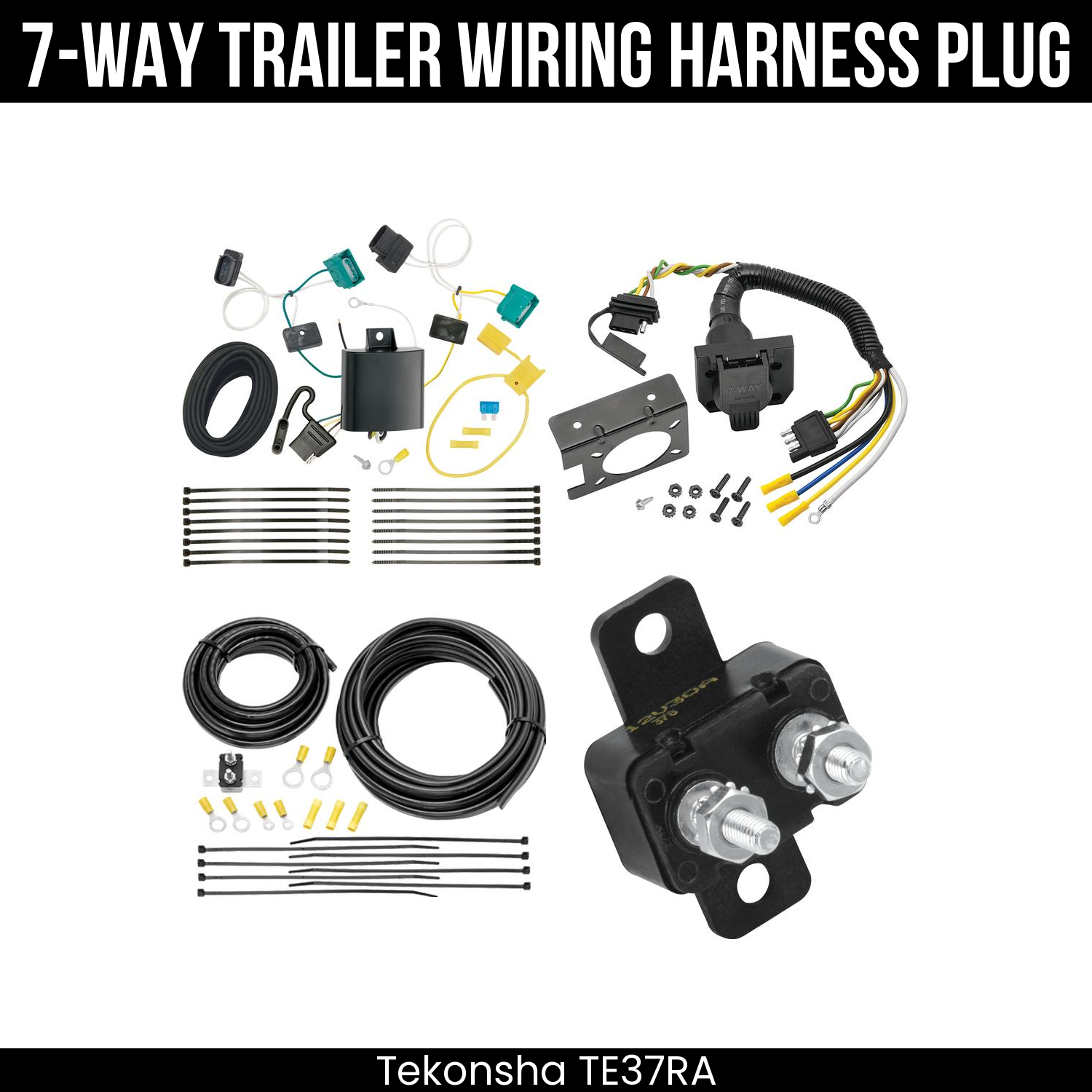 Trailer Wiring 7-Way Plug w/ Bracket