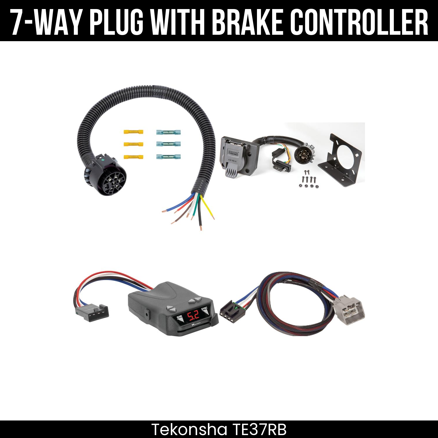 Trailer Wiring 7-Way Plug w/ Bracket , Tekonsha Brakeman IV Brake Control