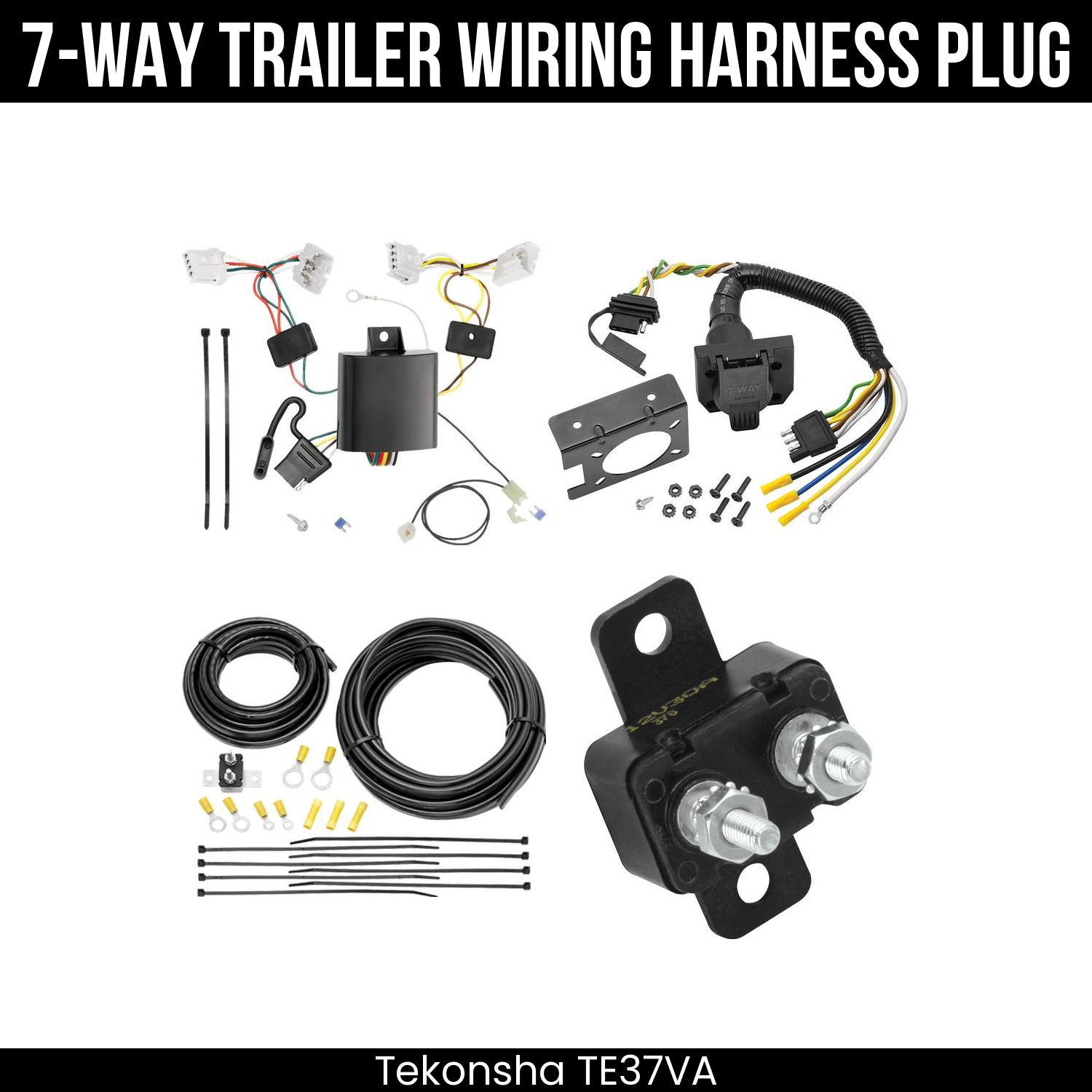 Trailer Wiring 7-Way Plug w/ Bracket