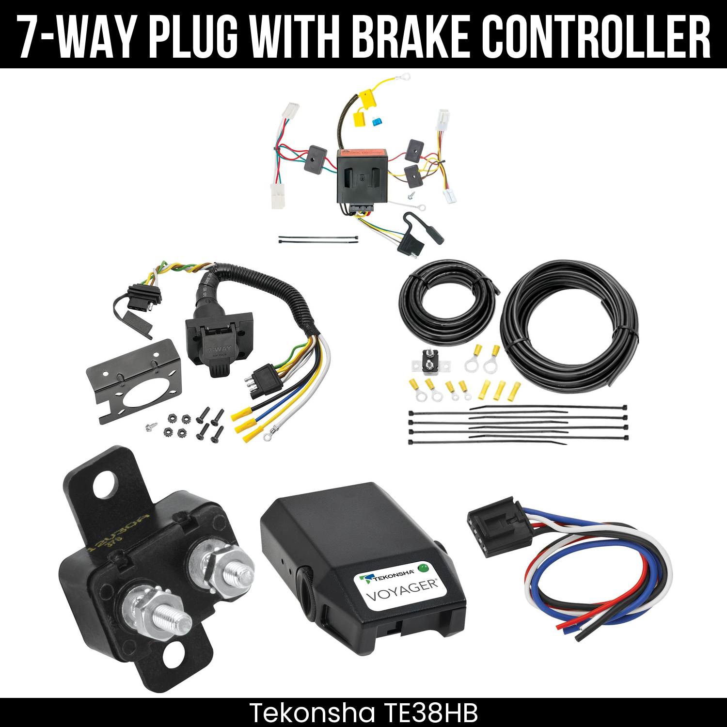 Trailer Wiring 7-Way Plug w/ Bracket , Tekonsha Voyager Brake Control