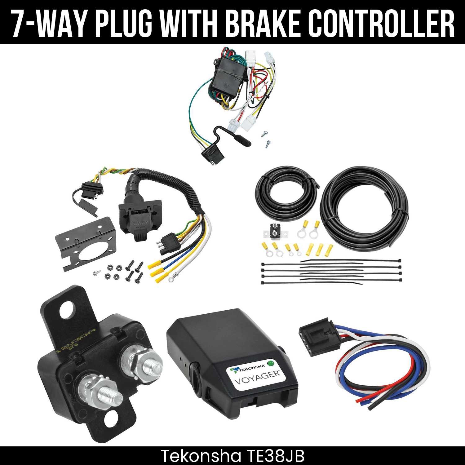 Trailer Wiring 7-Way Plug w/ Bracket , Tekonsha Voyager Brake Control