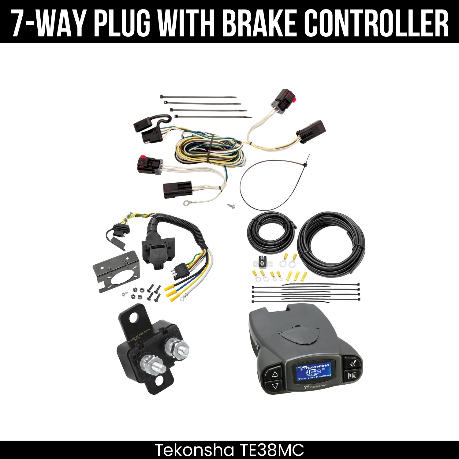 Trailer Wiring 7-Way Plug w/ Bracket , Tekonsha Prodigy P3 Brake Control