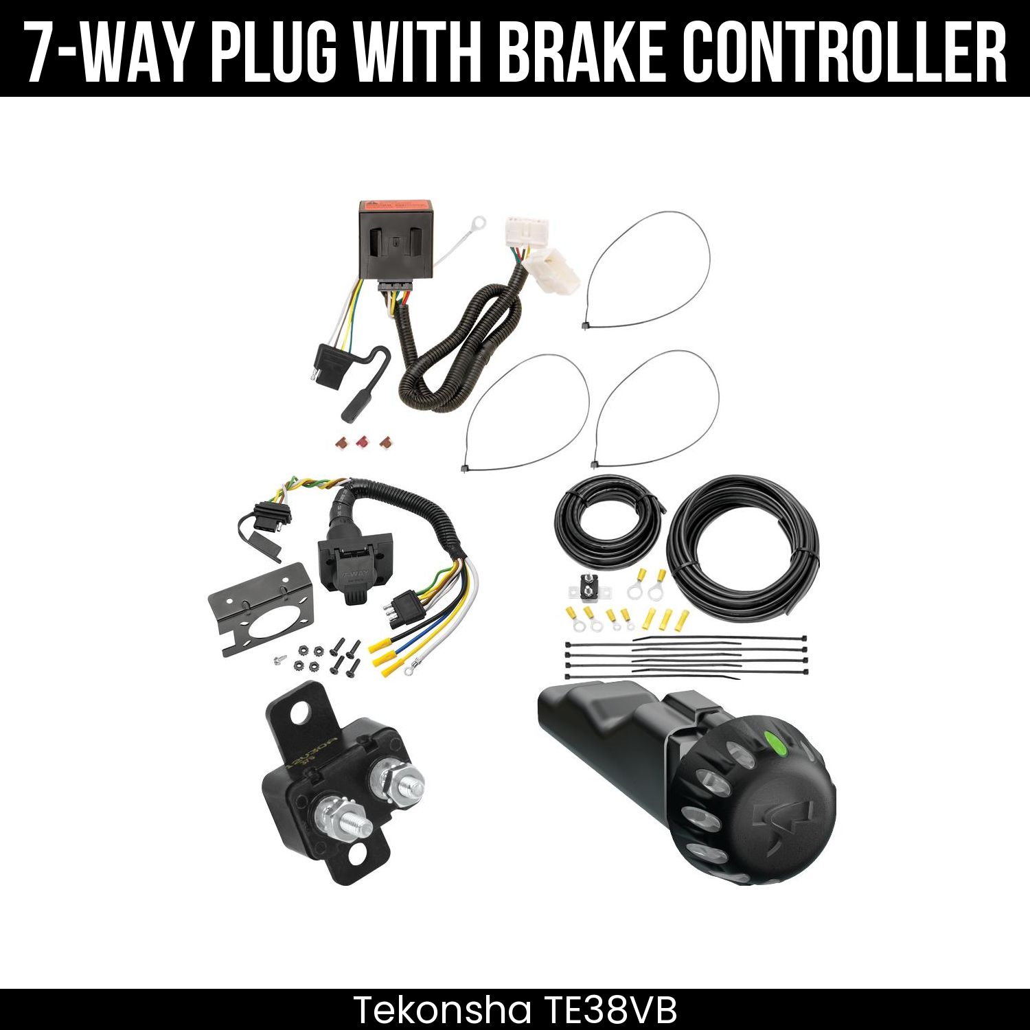 Trailer Wiring 7-Way Plug w/ Bracket , Tekonsha Voyager iD Smart Brake Control