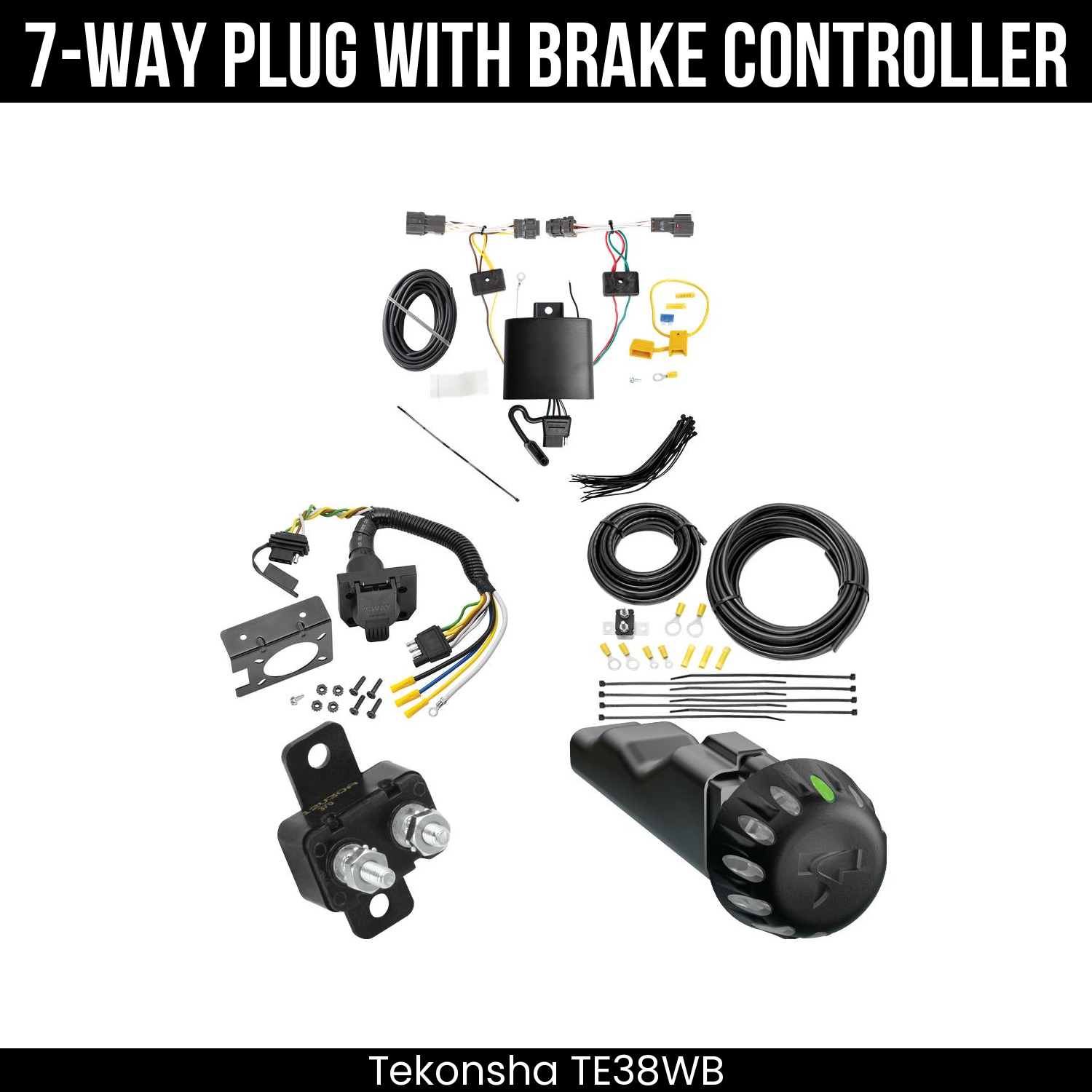 Trailer Wiring 7-Way Plug w/ Bracket , Tekonsha Voyager iD Smart Brake Control