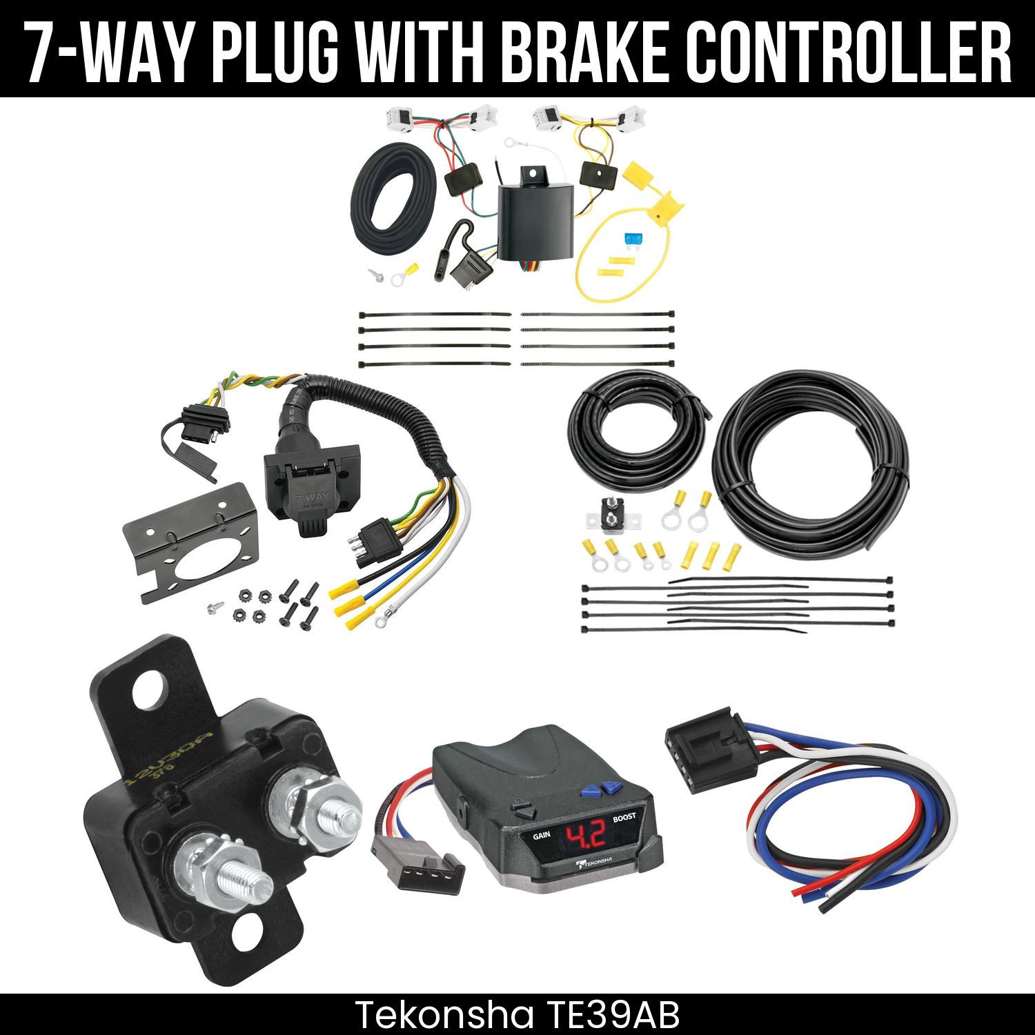 Trailer Wiring 7-Way Plug w/ Bracket , Tekonsha Brake EVN Control