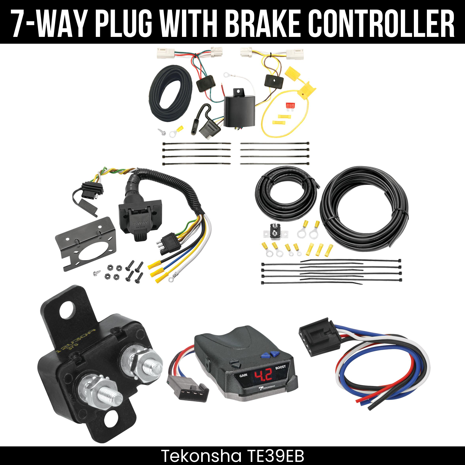 Trailer Wiring 7-Way Plug w/ Bracket , Tekonsha Brake EVN Control