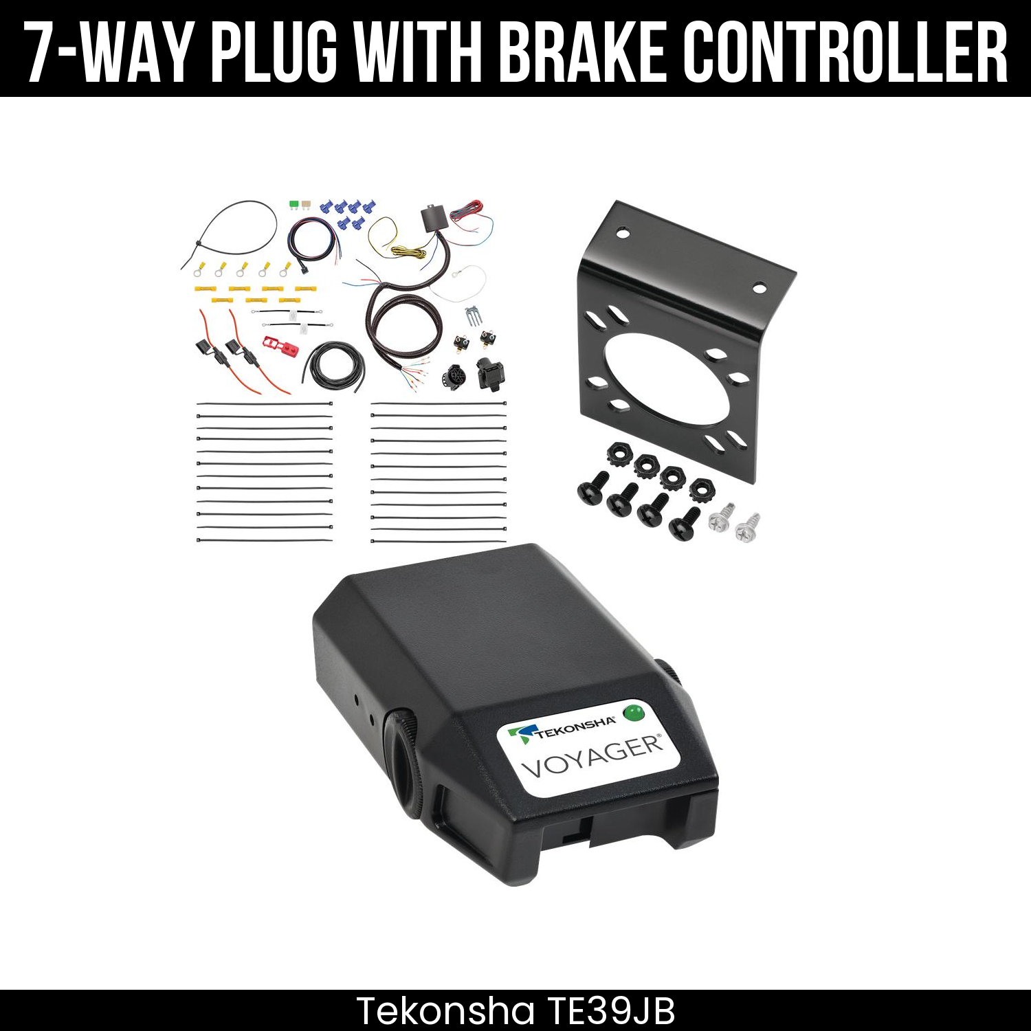 Trailer Wiring 7-Way Plug w/ Bracket , Tekonsha Voyager Brake Control