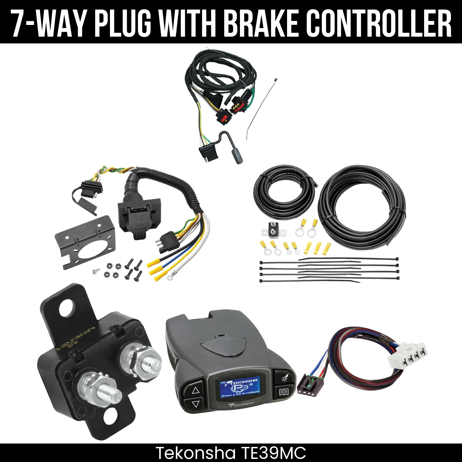 Trailer Wiring 7-Way Plug w/ Bracket , Tekonsha Prodigy P3 Brake Control