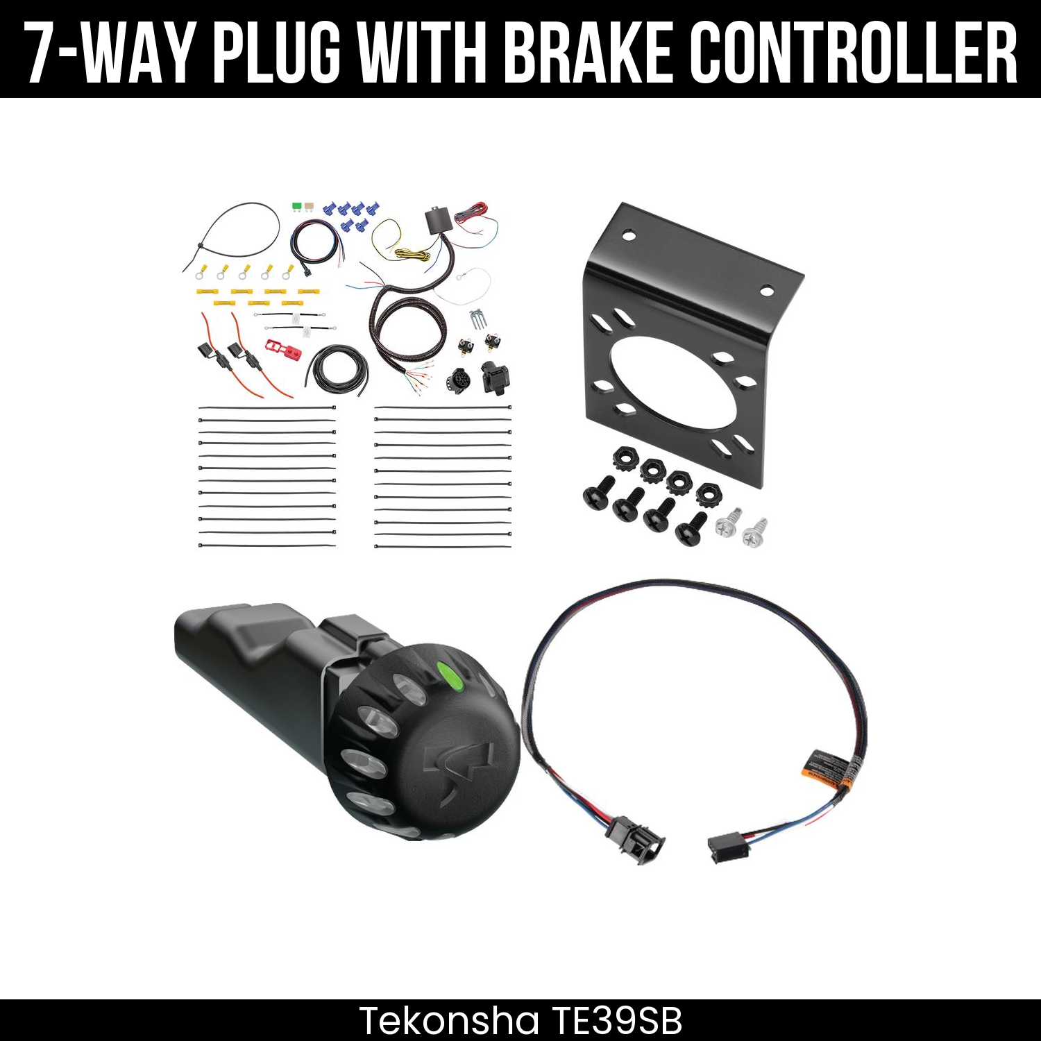 Trailer Wiring 7-Way Plug w/ Bracket , Tekonsha Voyager iD Smart Brake Control