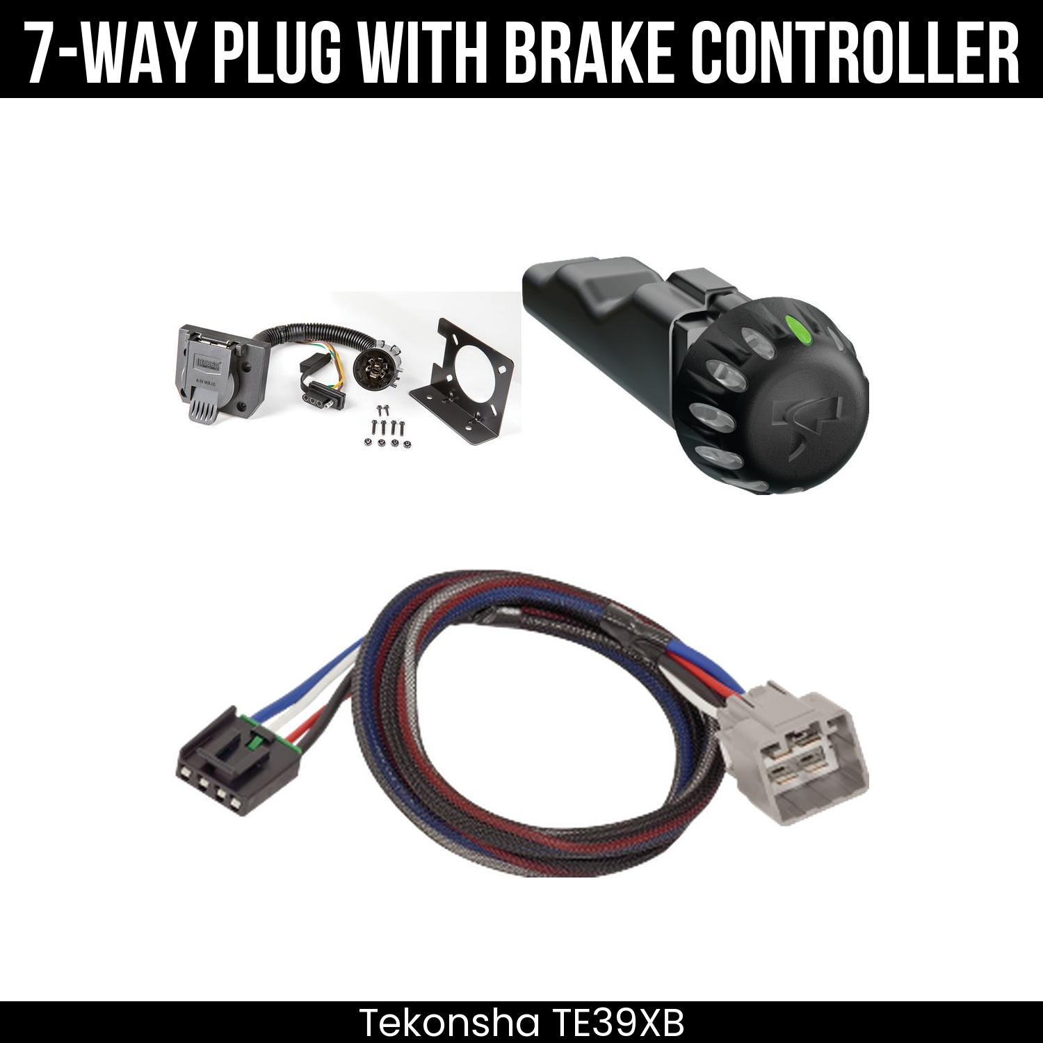 Trailer Wiring 7-Way Plug w/ Bracket , Tekonsha Voyager iD Smart Brake Control