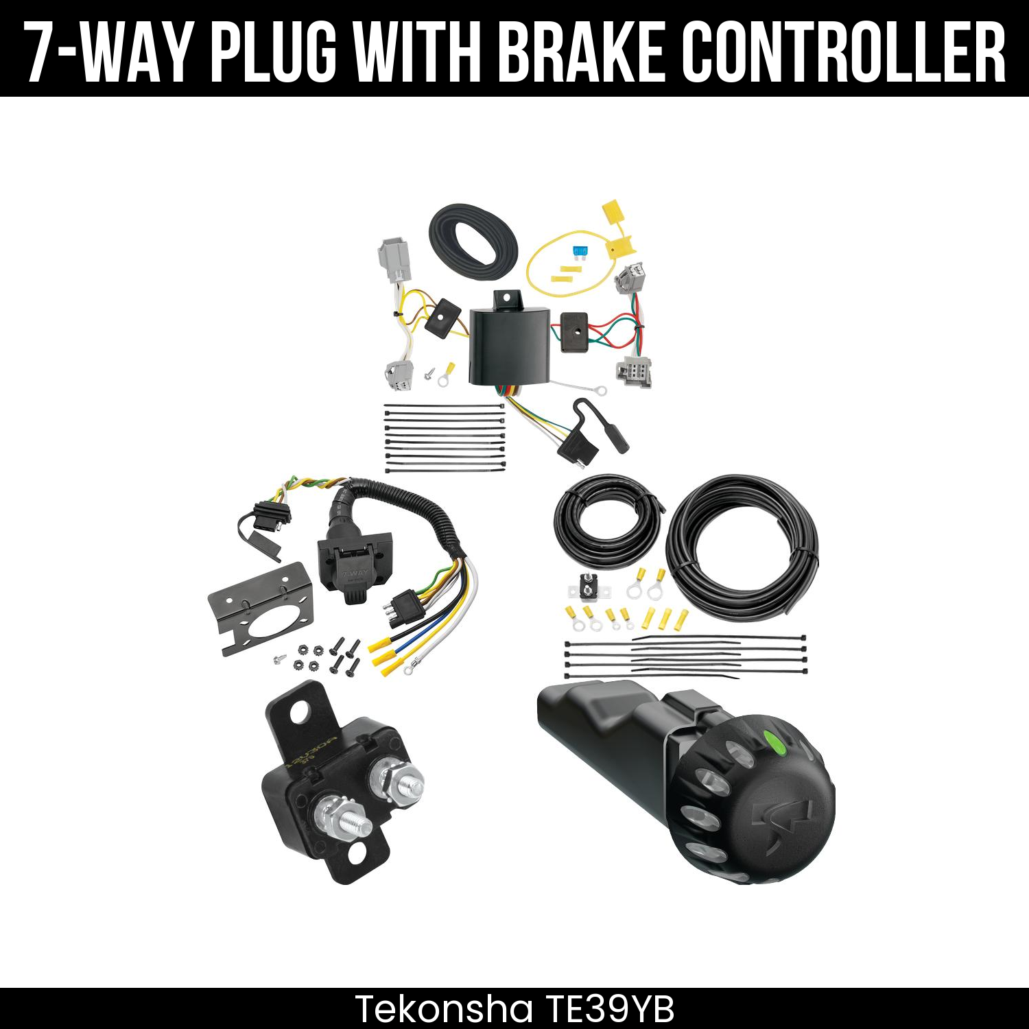 Trailer Wiring 7-Way Plug w/ Bracket , Tekonsha Voyager iD Smart Brake Control