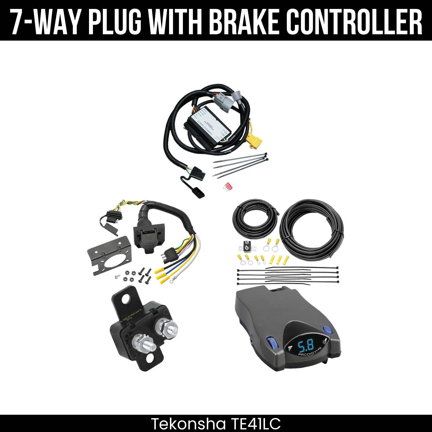 Trailer Wiring 7-Way Plug w/ Bracket , Tekonsha Prodigy P2 Brake Control