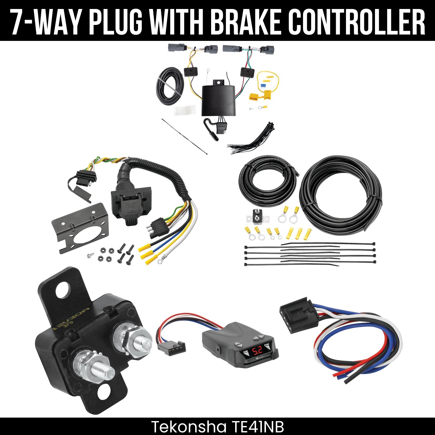 Trailer Wiring 7-Way Plug w/ Bracket , Tekonsha Brakeman IV Brake Control