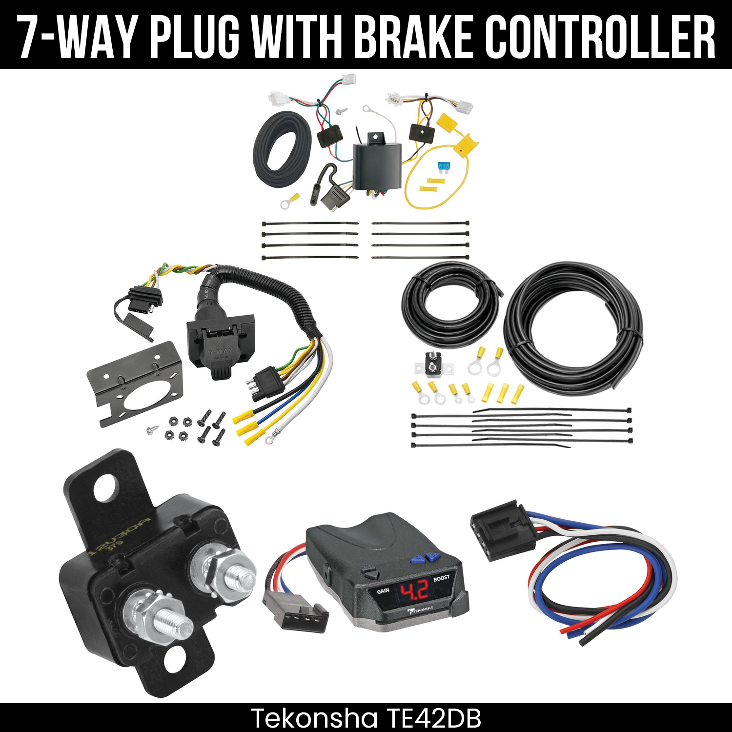 Trailer Wiring 7-Way Plug w/ Bracket , Tekonsha Brake EVN Control