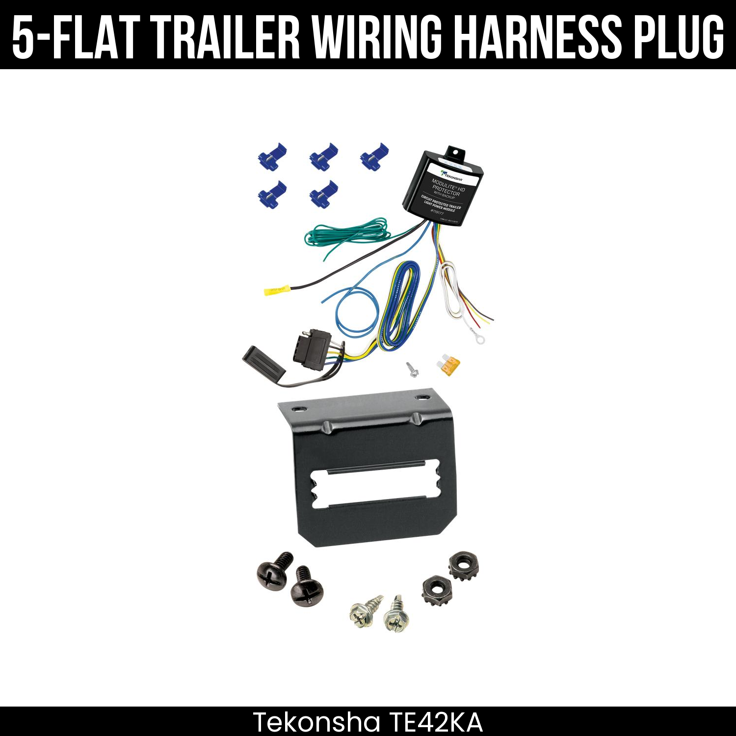 Trailer Wiring 5-Flat Plug w/ Bracket