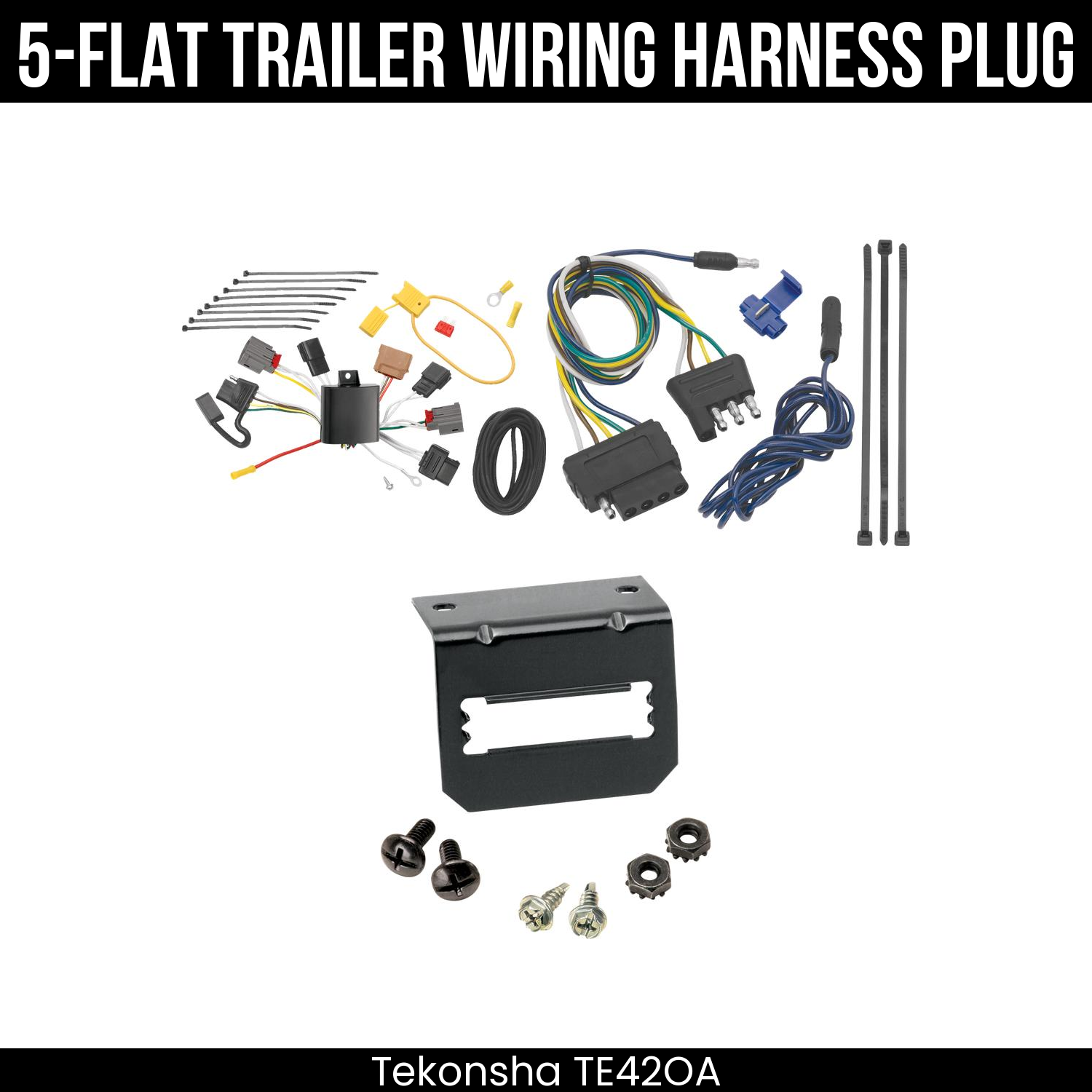 Trailer Wiring 5-Flat Plug w/ Bracket