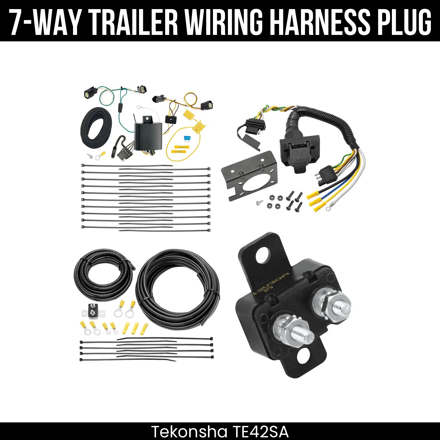 Trailer Wiring 7-Way Plug w/ Bracket