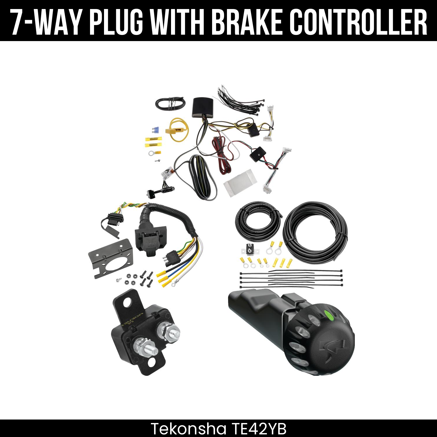 Trailer Wiring 7-Way Plug w/ Bracket , Tekonsha Voyager iD Smart Brake Control