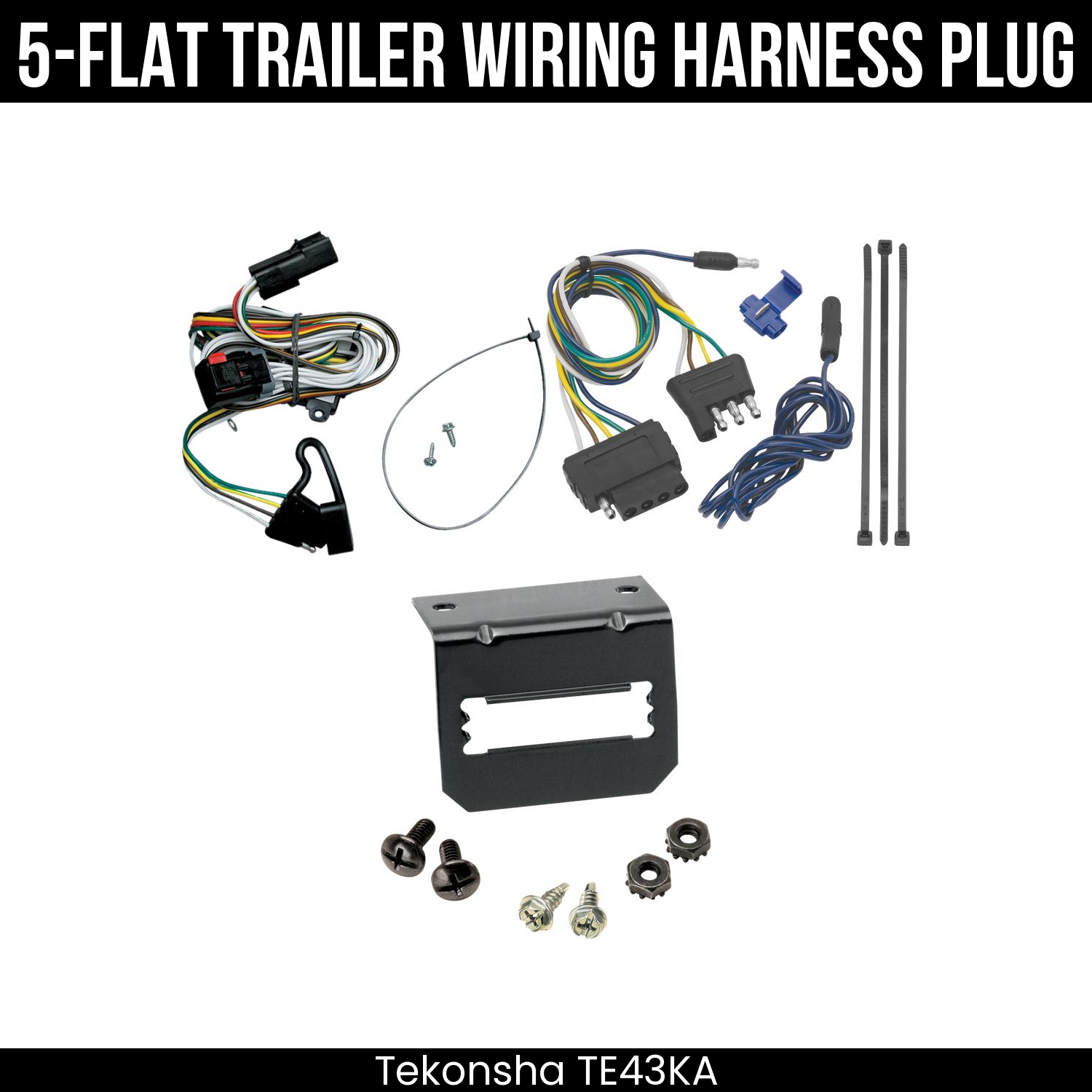 Trailer Wiring 5-Flat Plug w/ Bracket