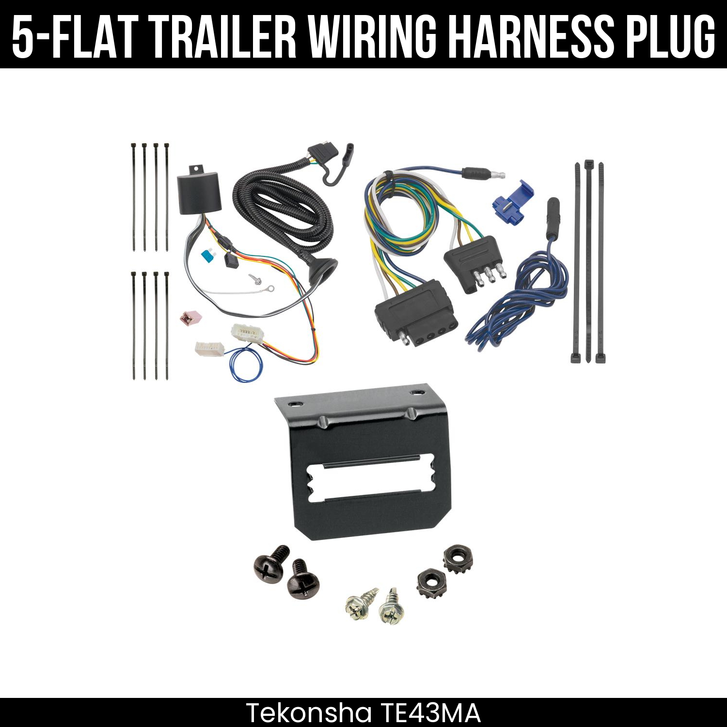Trailer Wiring 5-Flat Plug w/ Bracket