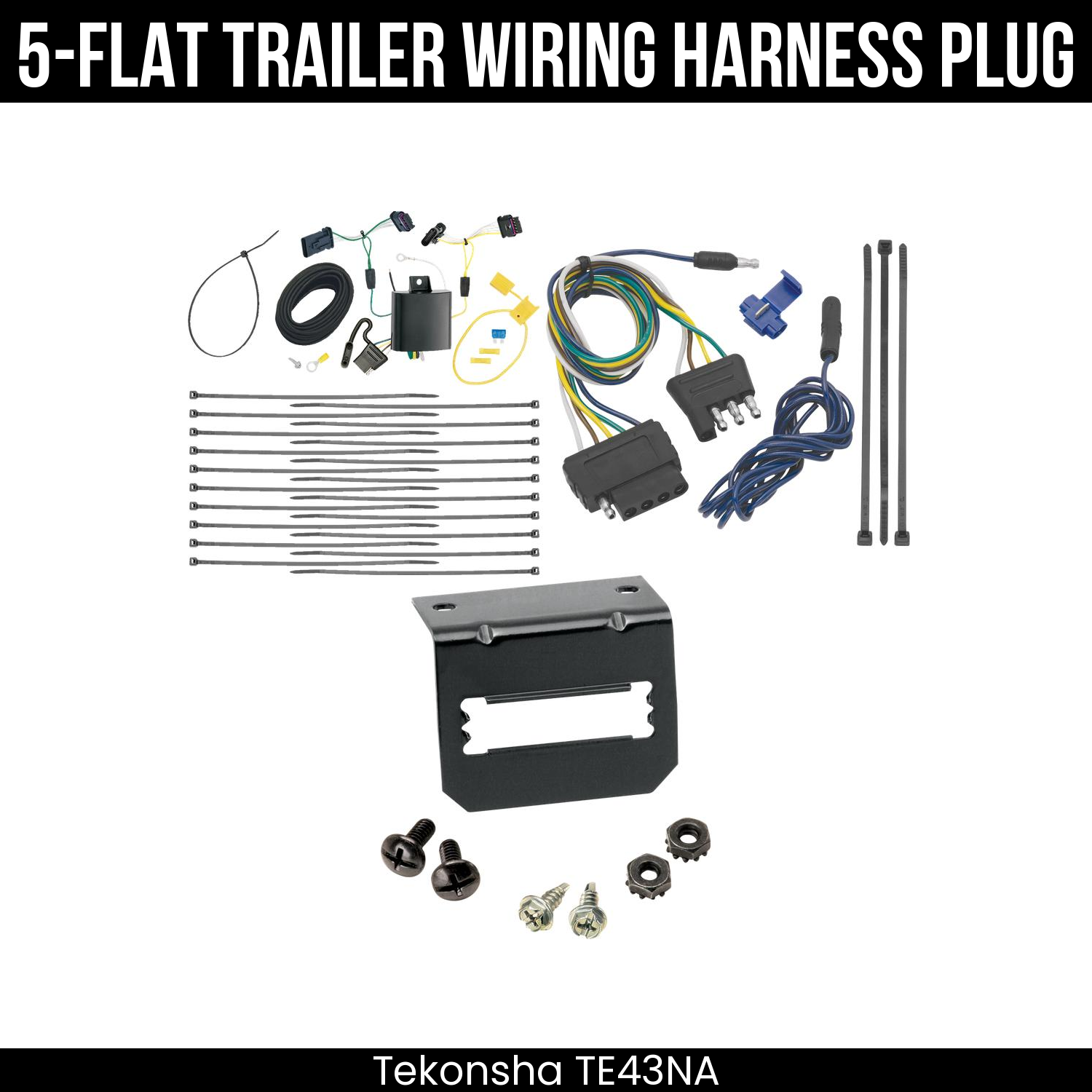 Trailer Wiring 5-Flat Plug w/ Bracket