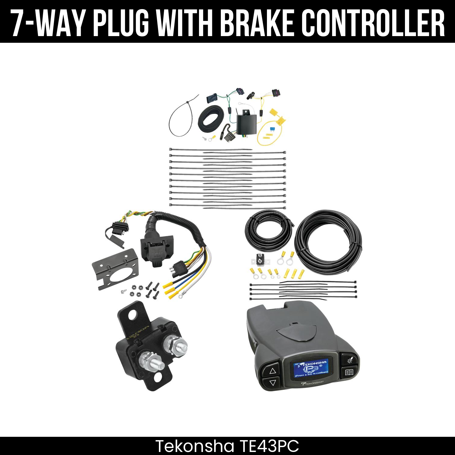 Trailer Wiring 7-Way Plug w/ Bracket , Tekonsha Prodigy P3 Brake Control