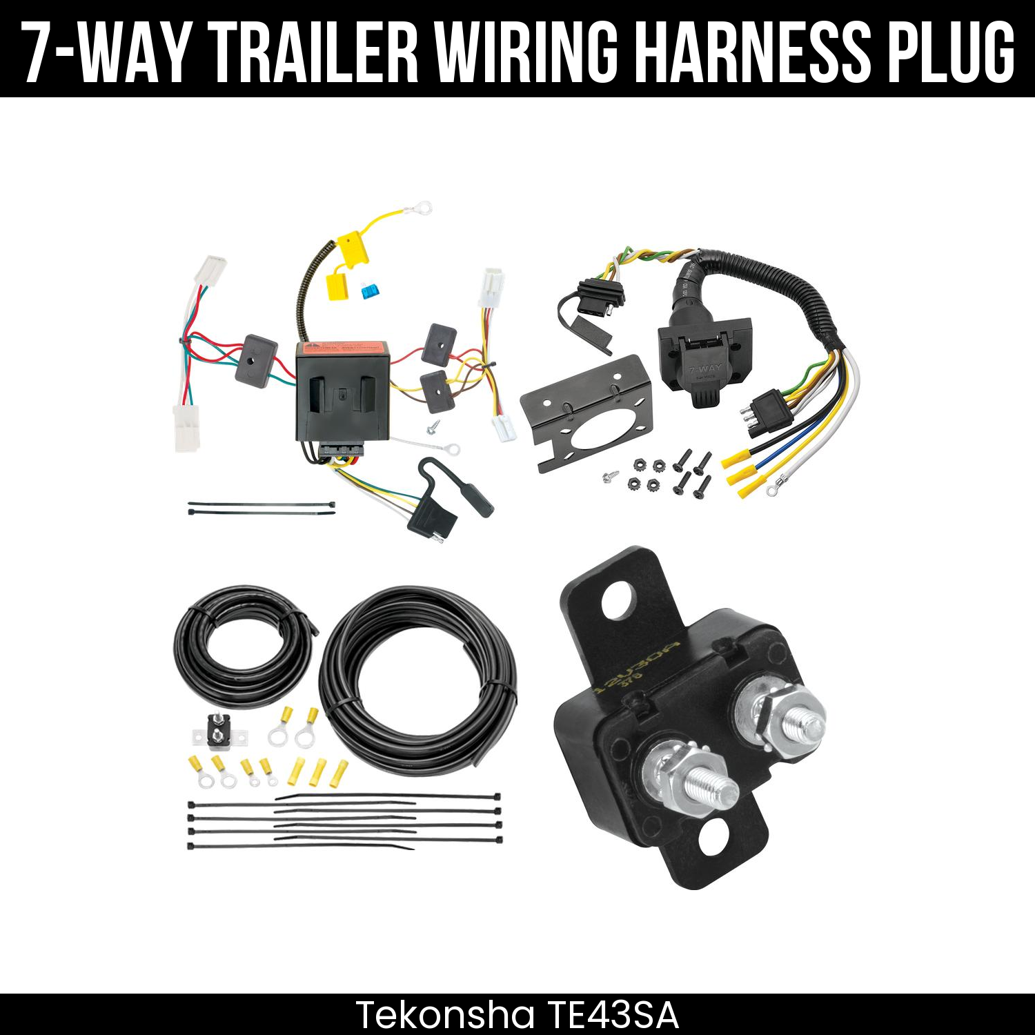 Trailer Wiring 7-Way Plug w/ Bracket