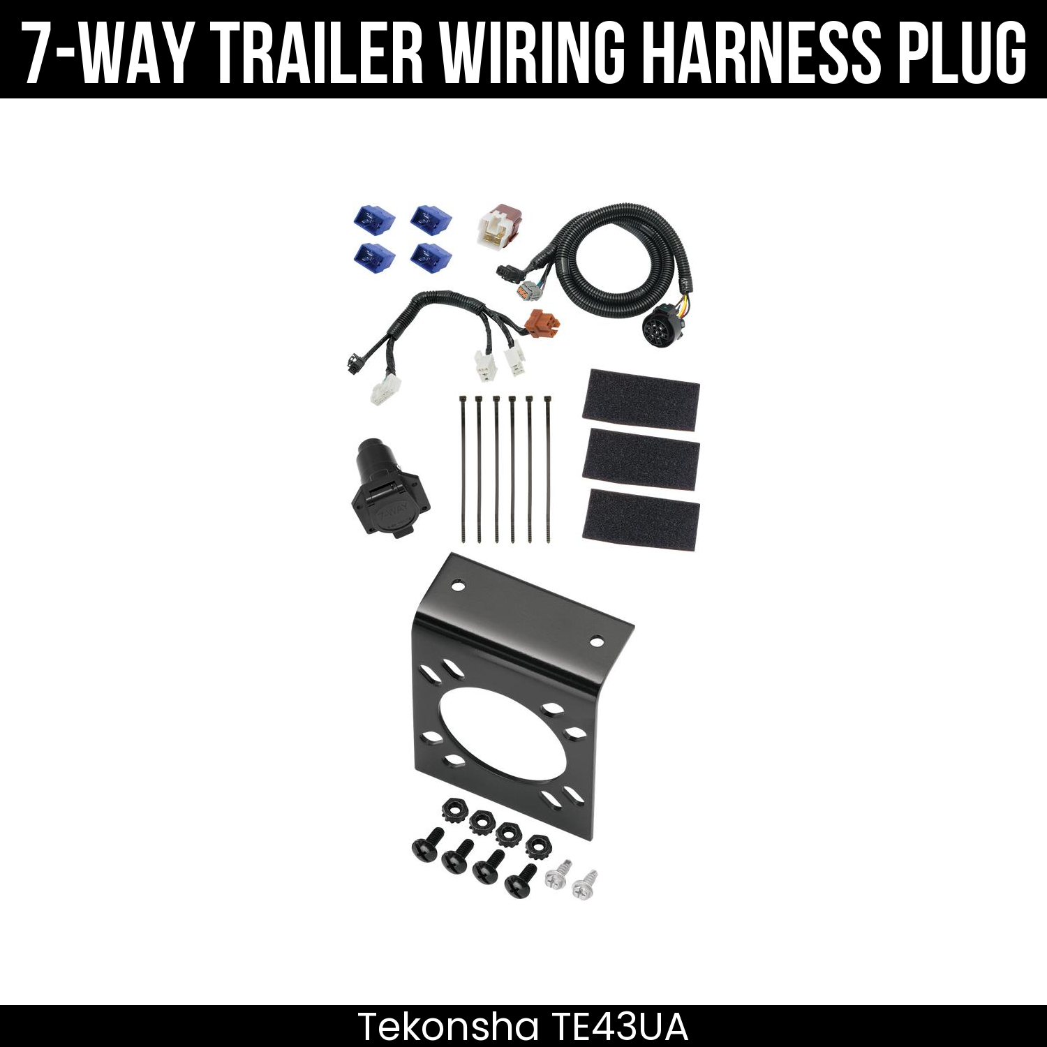 Trailer Wiring 7-Way Plug w/ Bracket
