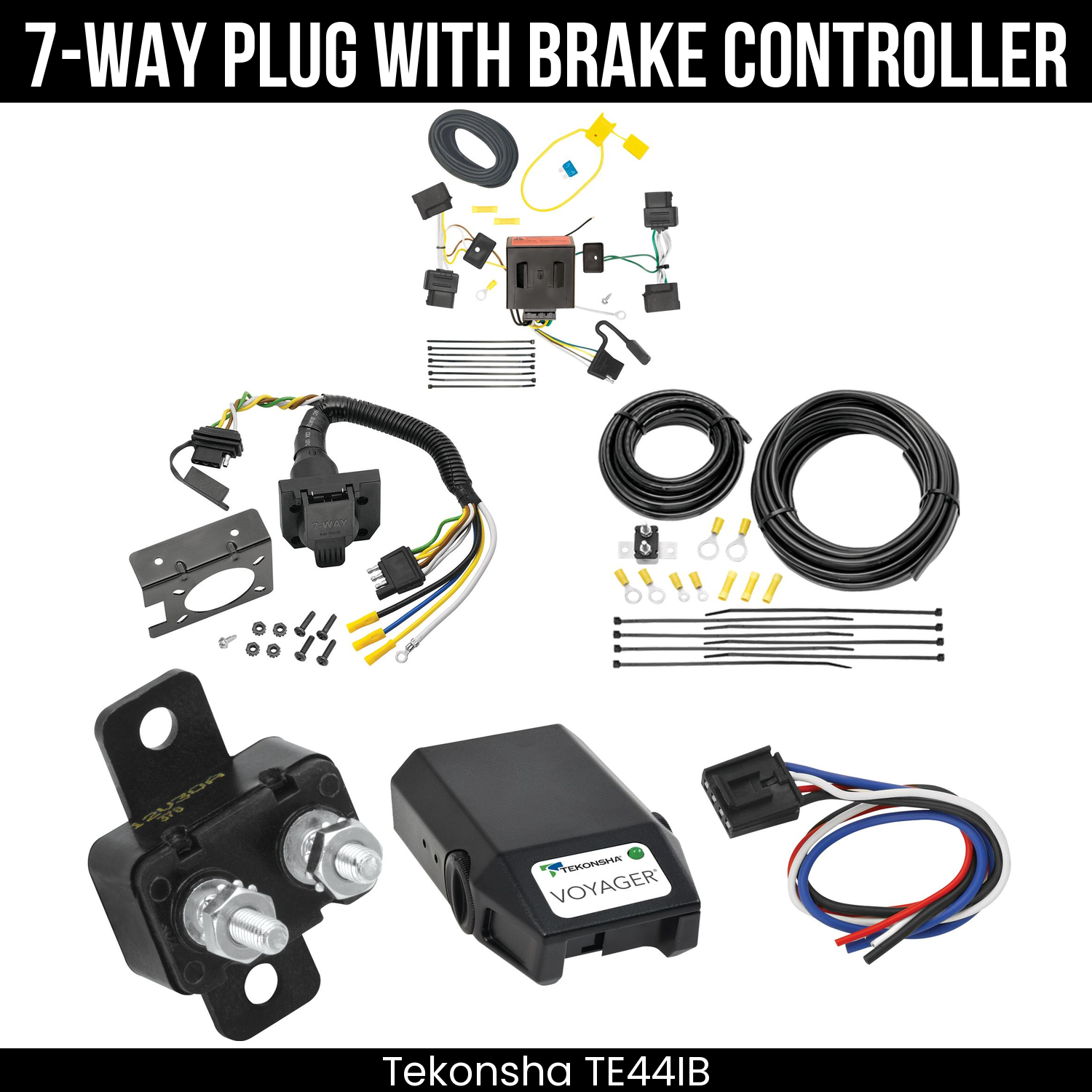 Trailer Wiring 7-Way Plug w/ Bracket , Tekonsha Voyager Brake Control