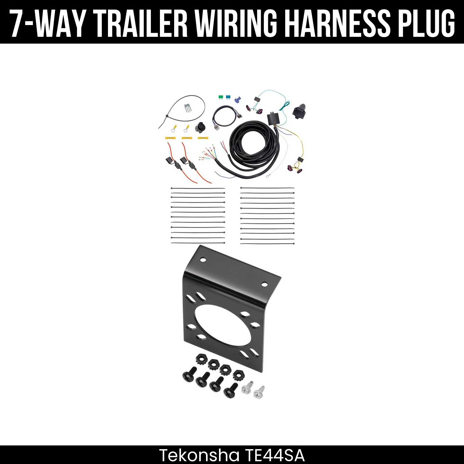 Trailer Wiring 7-Way Plug w/ Bracket
