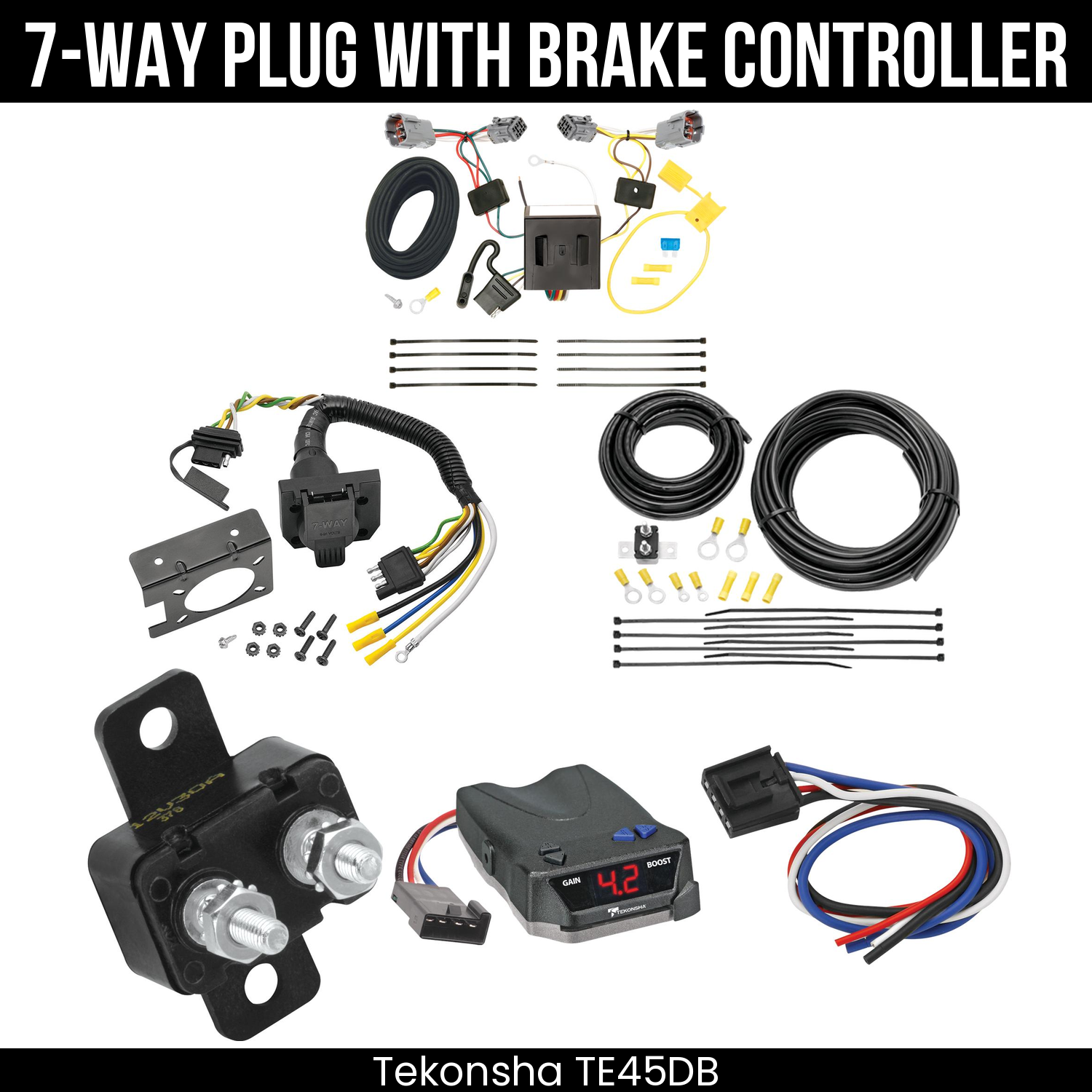 Trailer Wiring 7-Way Plug w/ Bracket , Tekonsha Brake EVN Control