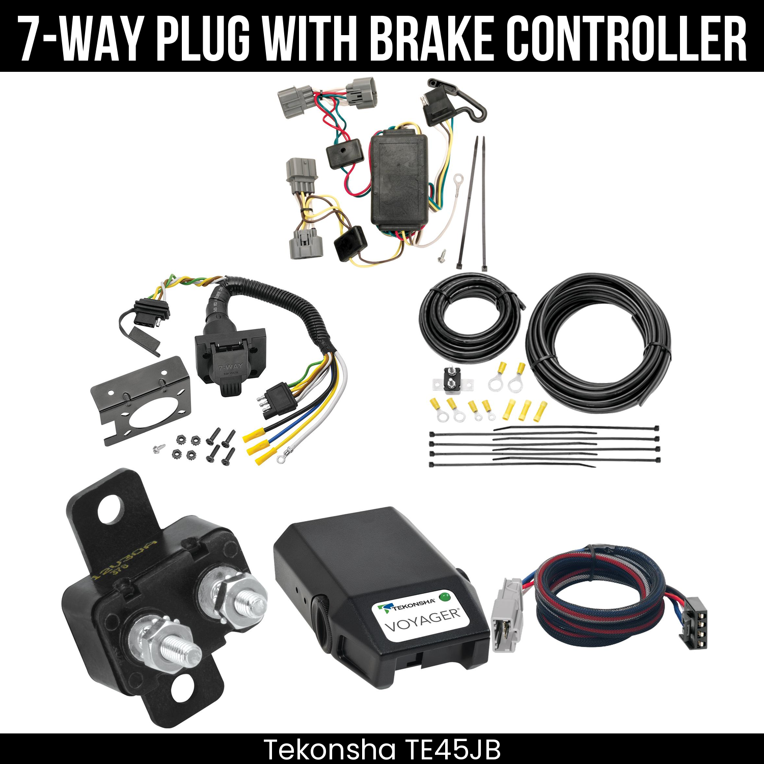 Trailer Wiring 7-Way Plug w/ Bracket , Tekonsha Voyager Brake Control