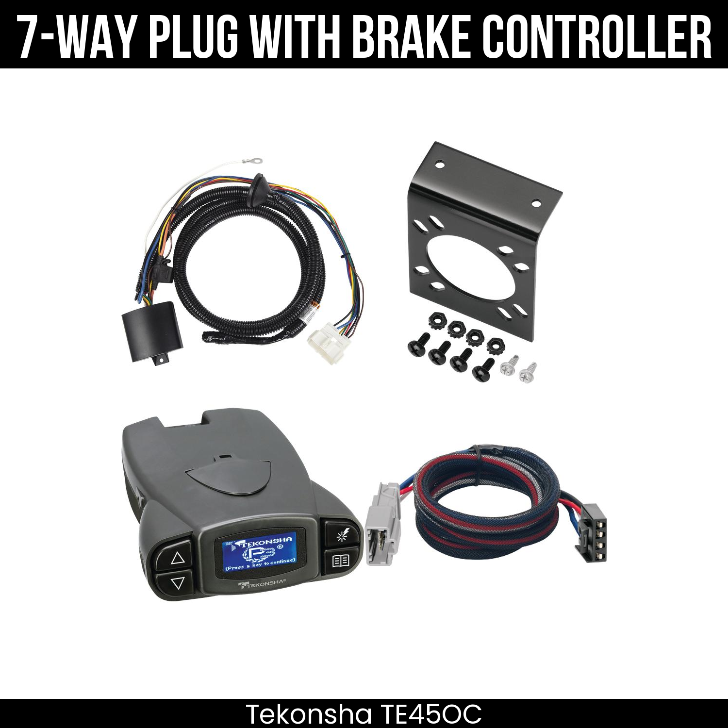 Trailer Wiring 7-Way Plug w/ Bracket , Tekonsha Prodigy P3 Brake Control