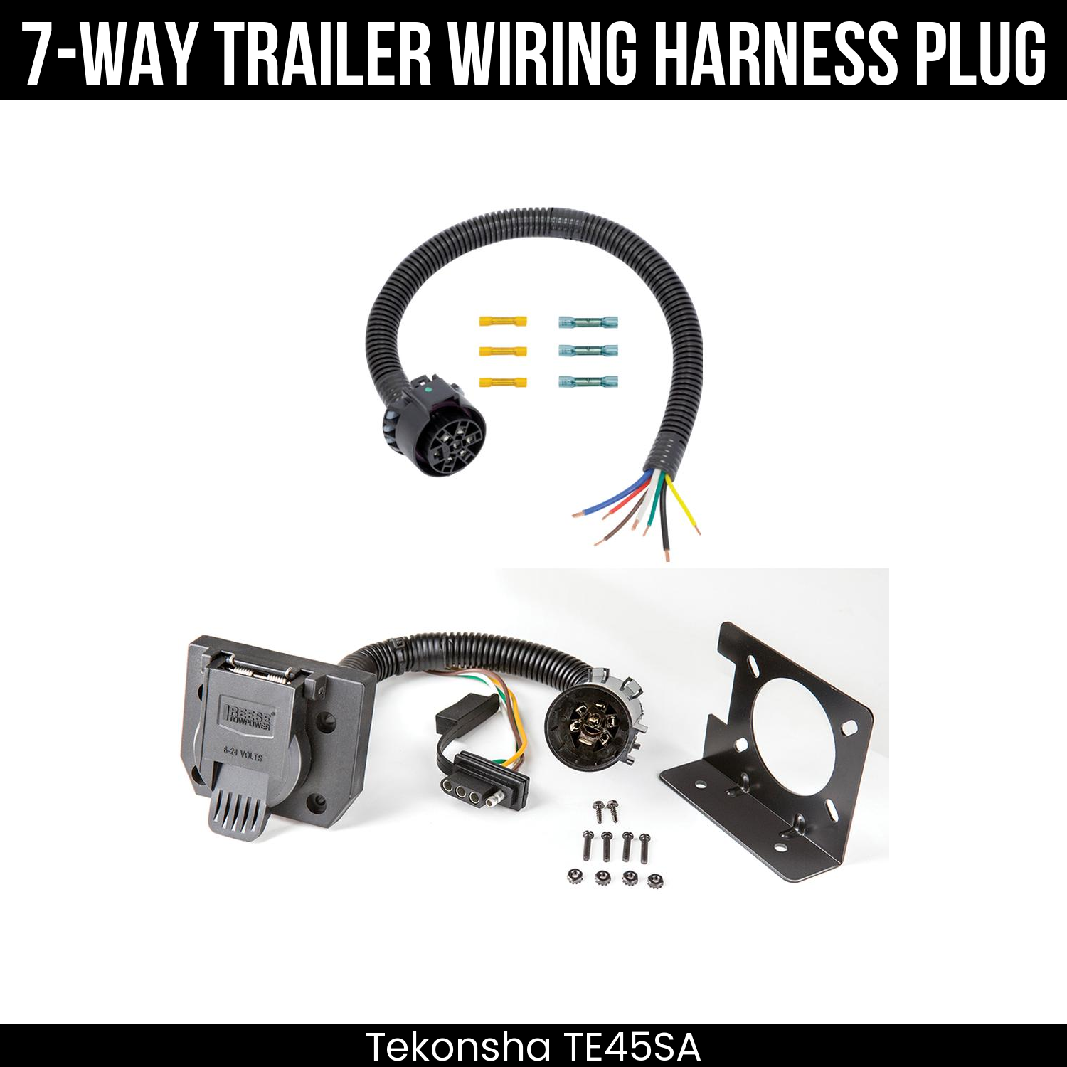 Trailer Wiring 7-Way Plug w/ Bracket