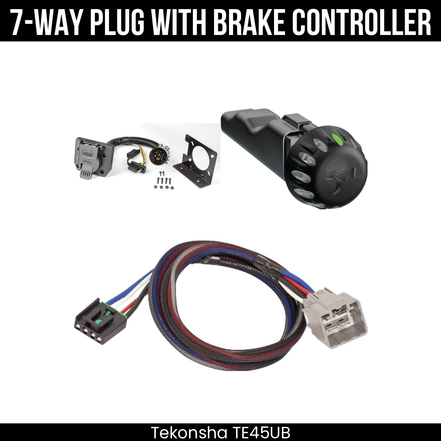 Trailer Wiring 7-Way Plug w/ Bracket , Tekonsha Voyager iD Smart Brake Control