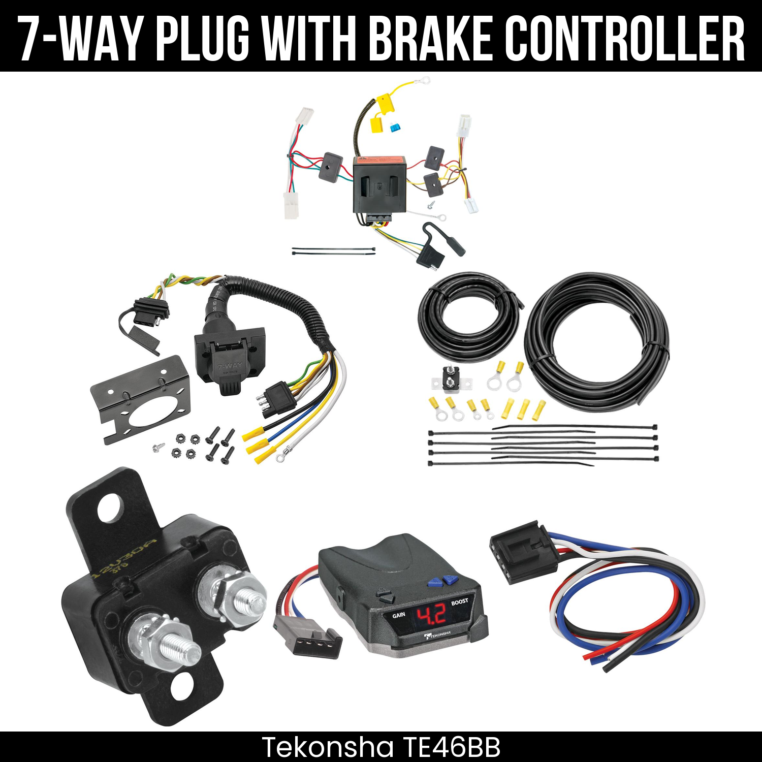 Trailer Wiring 7-Way Plug w/ Bracket , Tekonsha Brake EVN Control
