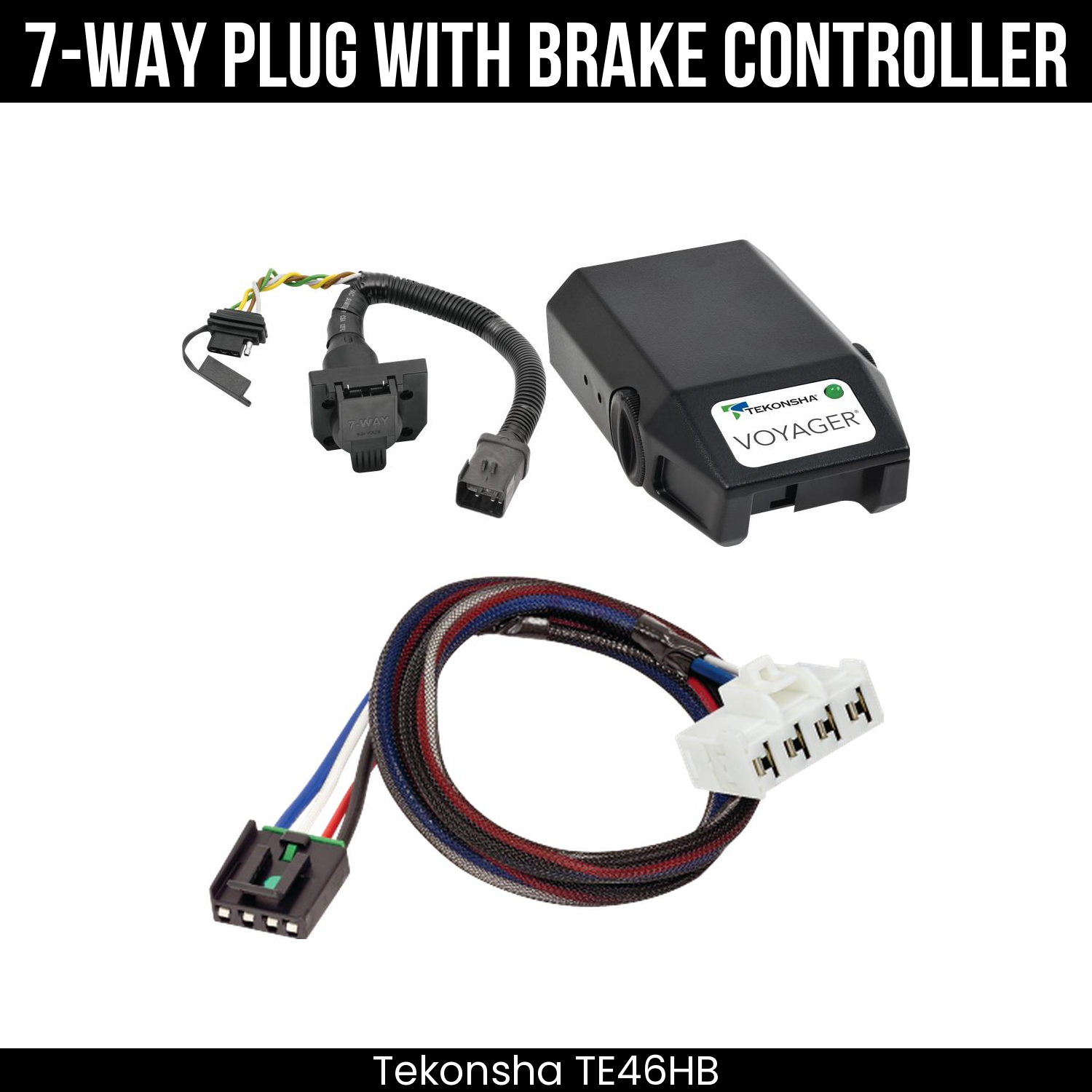 Trailer Wiring 7-Way Plug w/ Bracket , Tekonsha Voyager Brake Control