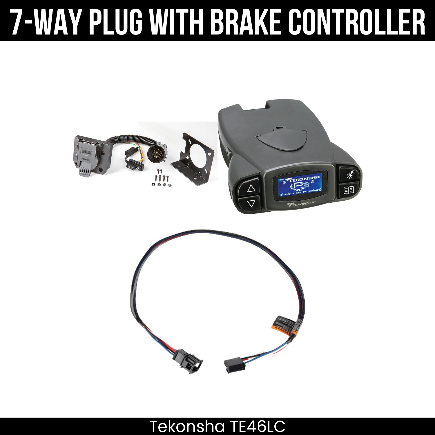 Trailer Wiring 7-Way Plug w/ Bracket , Tekonsha Prodigy P3 Brake Control