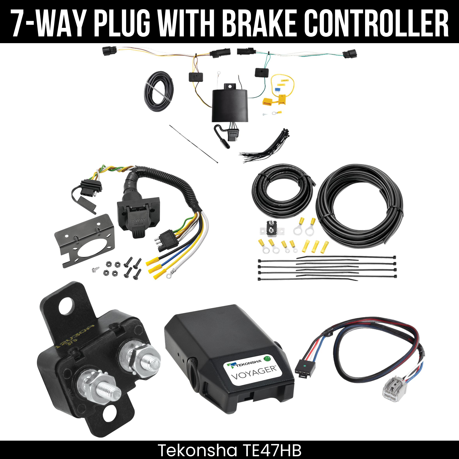 Trailer Wiring 7-Way Plug w/ Bracket , Tekonsha Voyager Brake Control