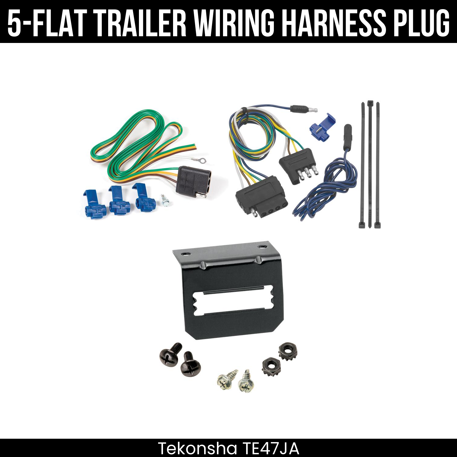 Trailer Wiring 5-Flat Plug w/ Bracket
