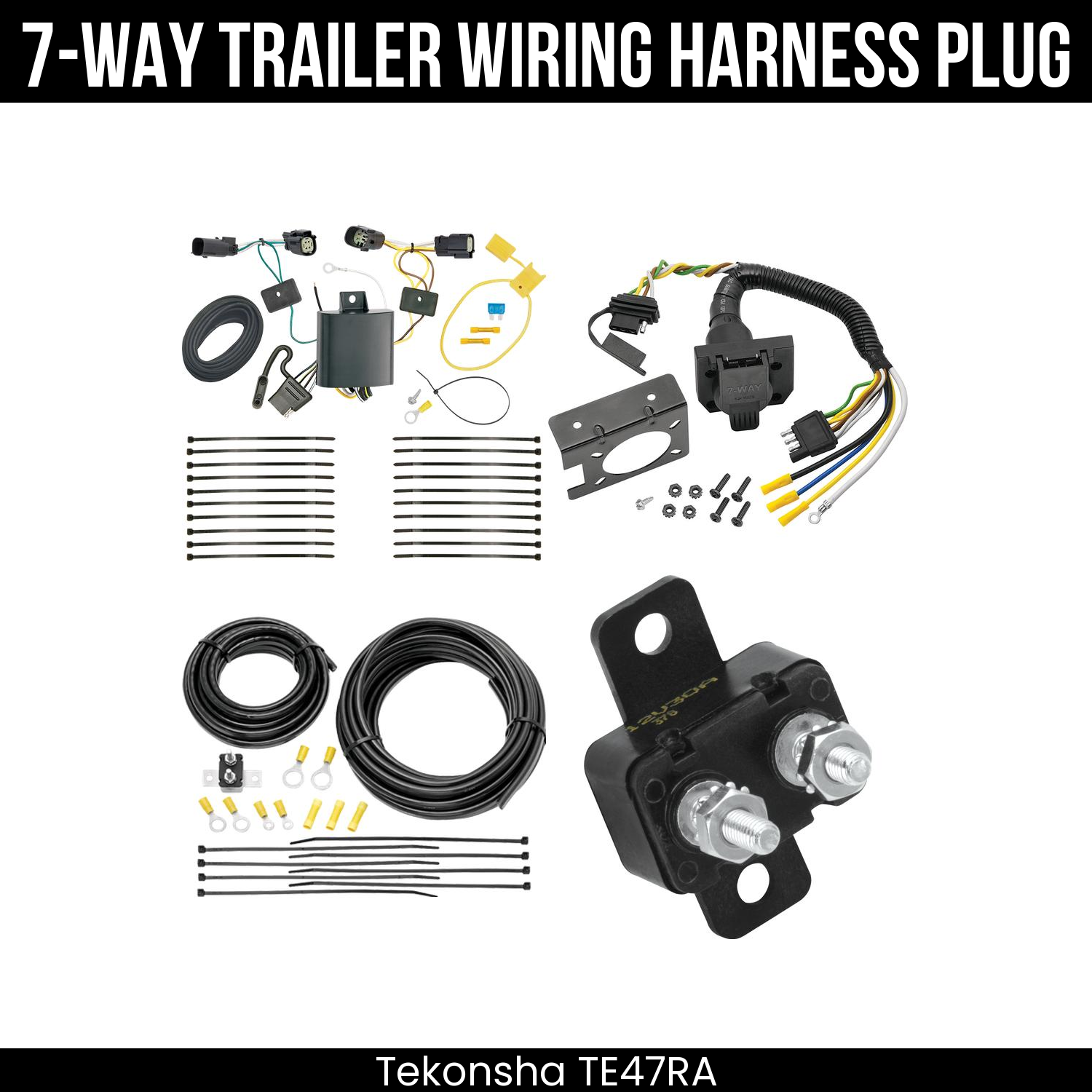 Trailer Wiring 7-Way Plug w/ Bracket