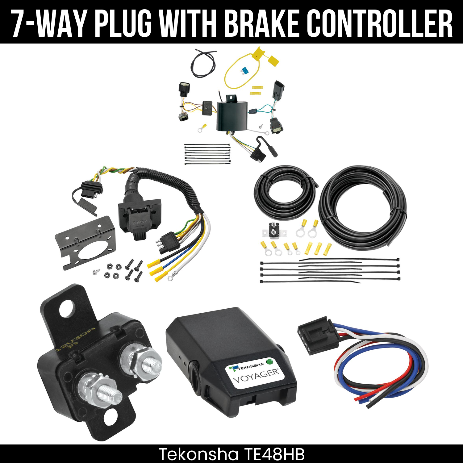 Trailer Wiring 7-Way Plug w/ Bracket , Tekonsha Voyager Brake Control