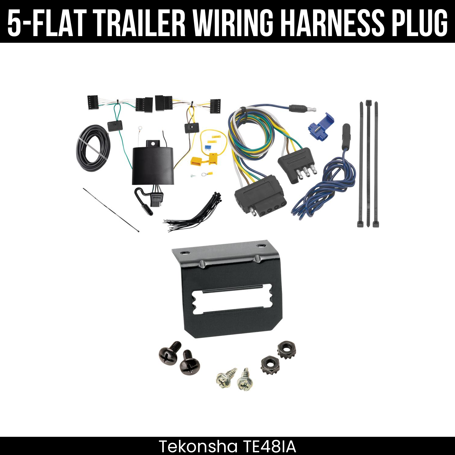 Trailer Wiring 5-Flat Plug w/ Bracket